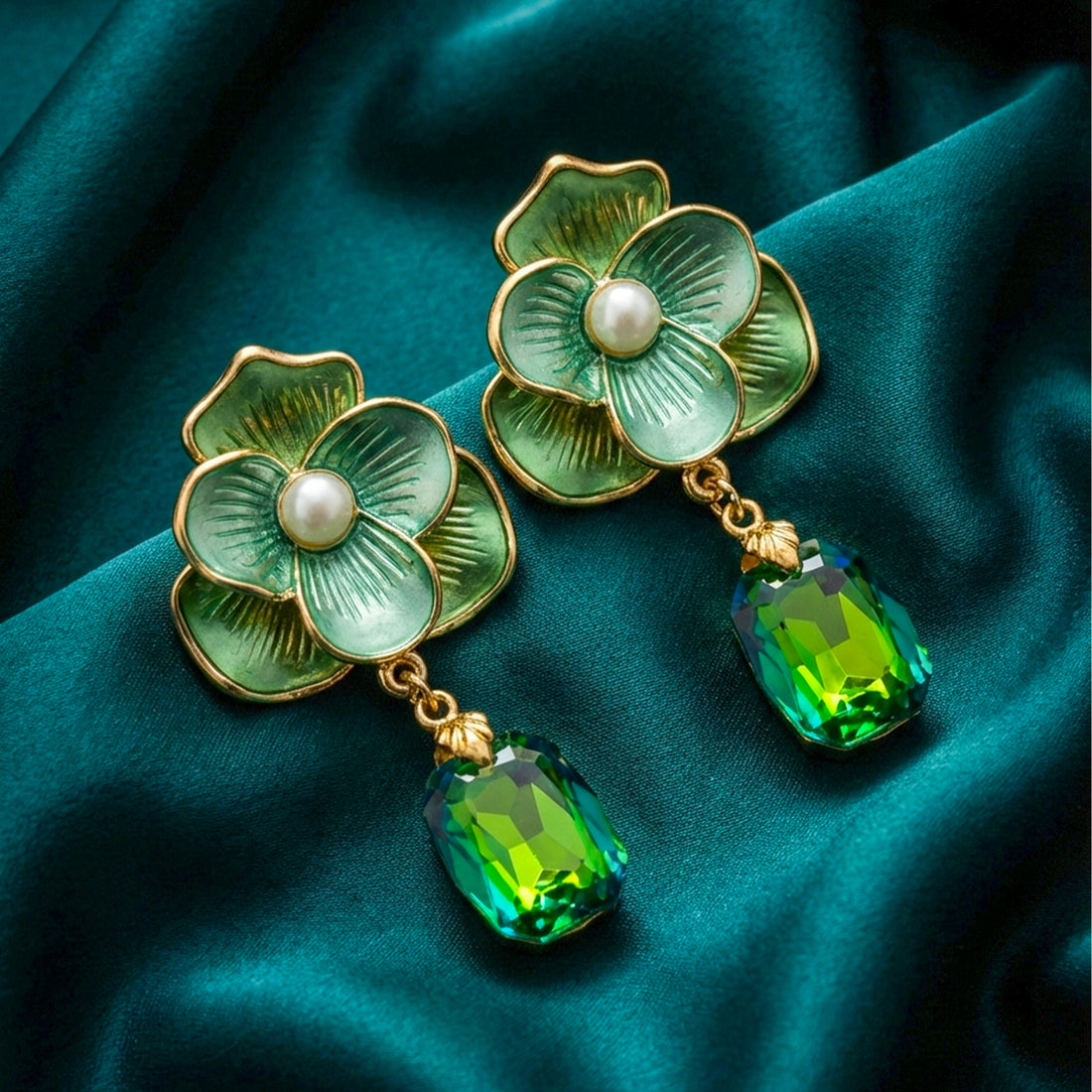 Green Floral Earrings GWE -231