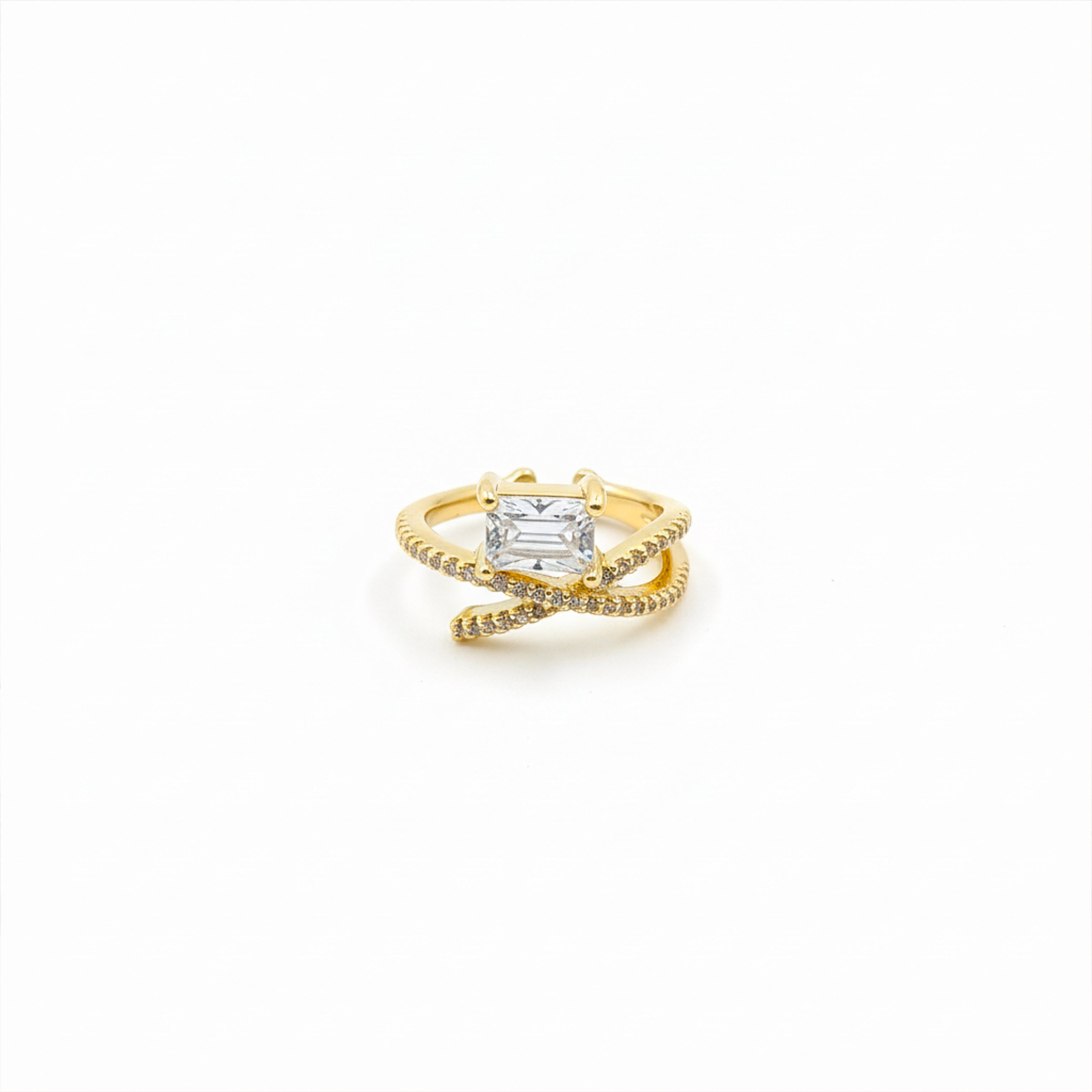 Aurora Emerald-Cut Wrap Gold Ring GWR -29