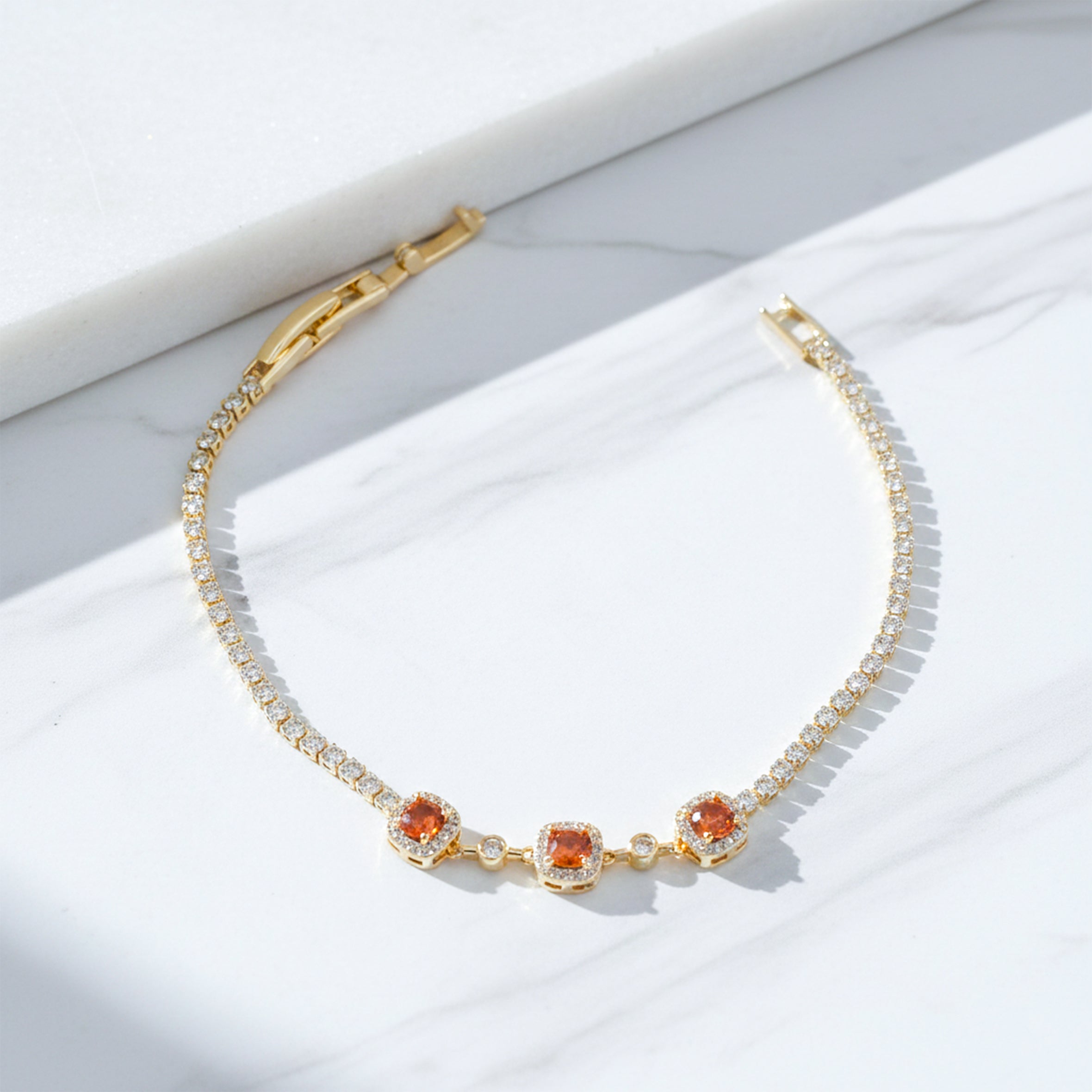 Golden Sunset Gem Tennis Bracelet GWB -94