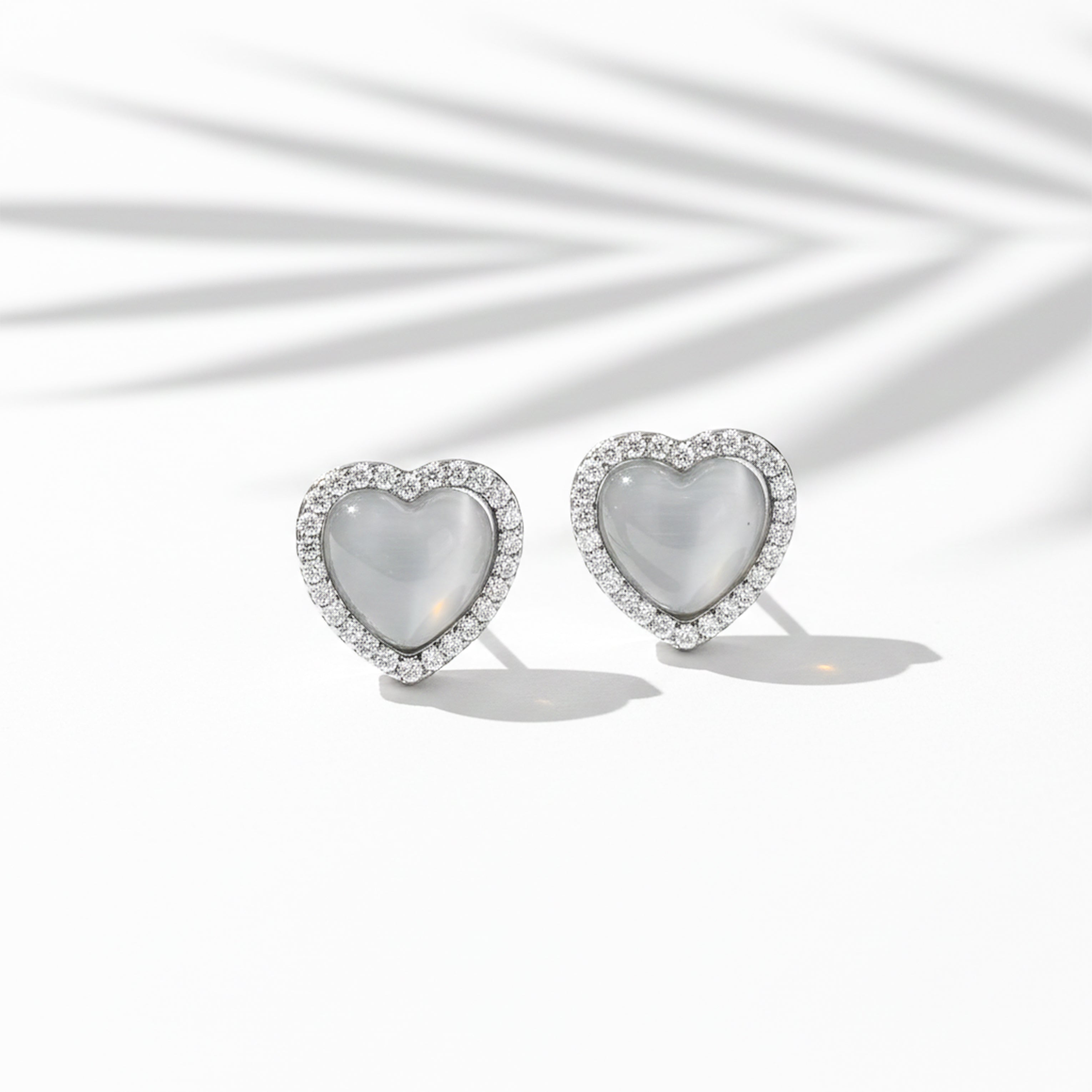 Moonlight Heart Halo Stud Earrings GWE -93