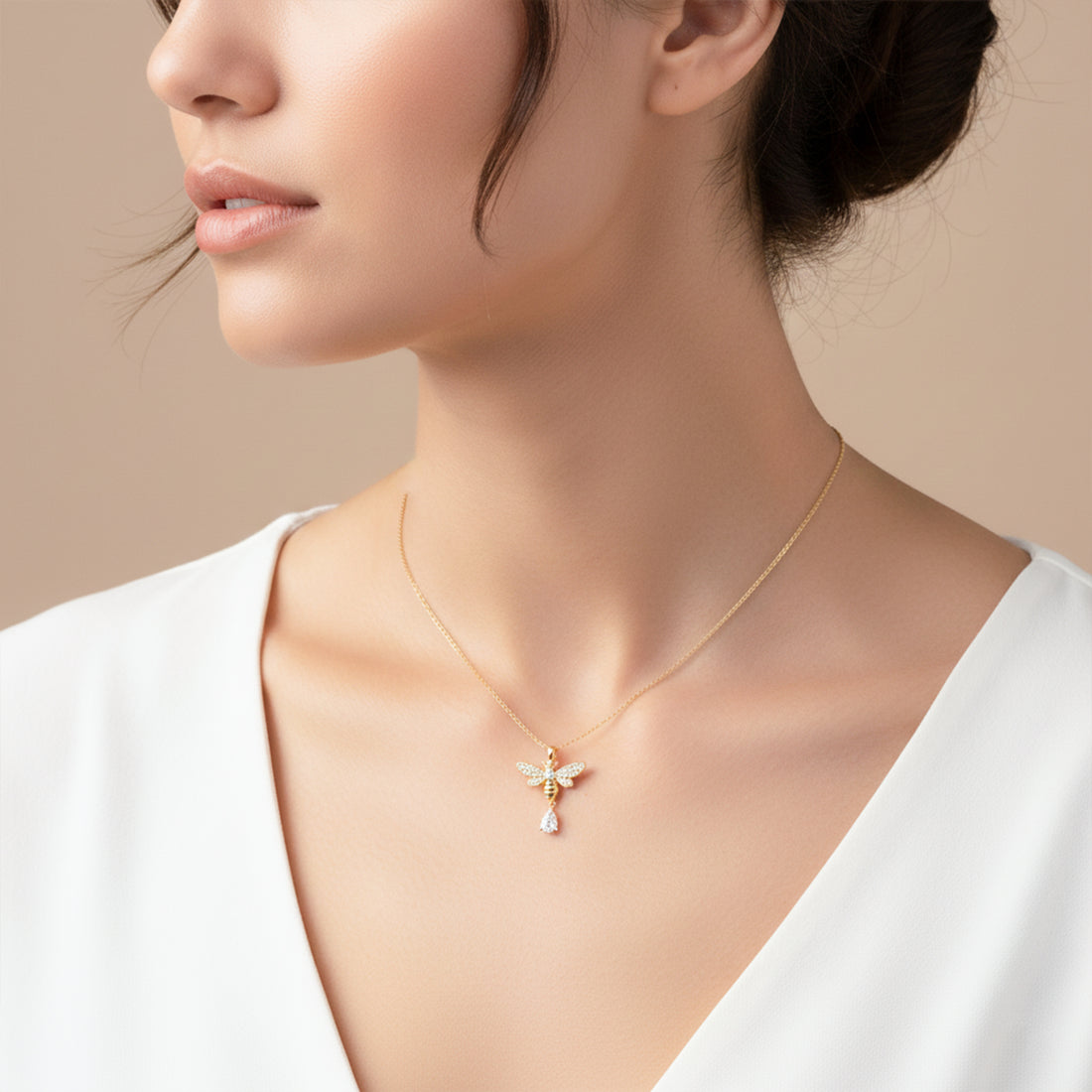 Elegant Butterfly Drop Pendant Necklace GWN -147