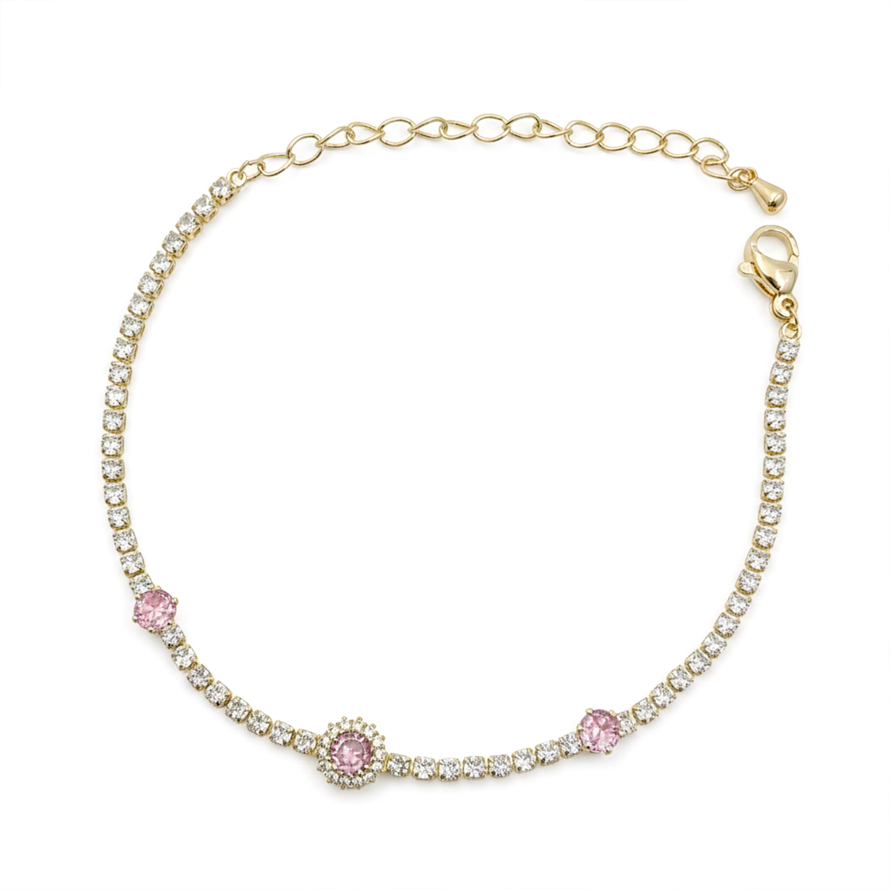 Blush Halo Crystal Tennis Bracelet GWB -105