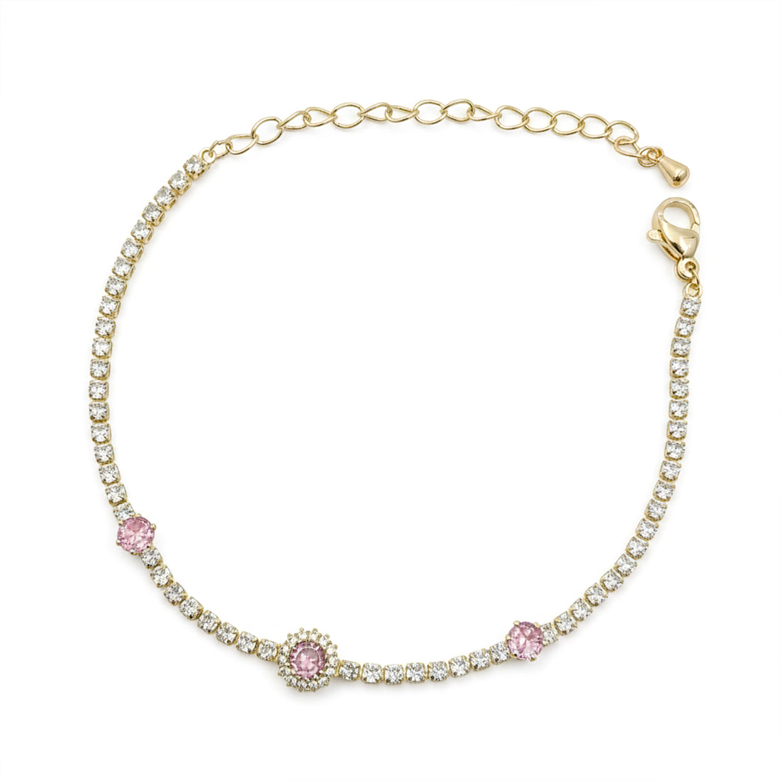 Blush Halo Crystal Tennis Bracelet GWB -105