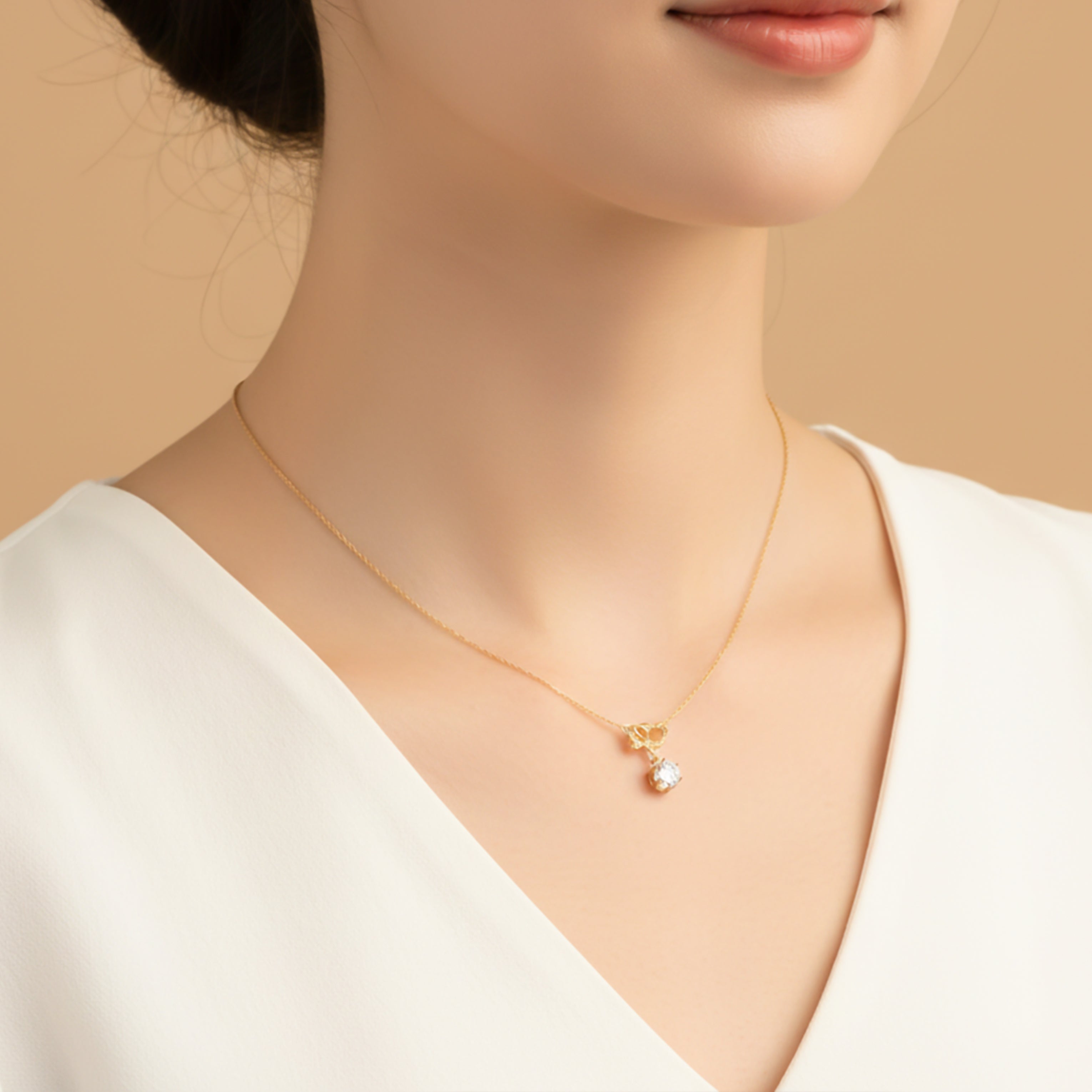 Elegant Solitaire Charm Pendant Necklace GWN -129