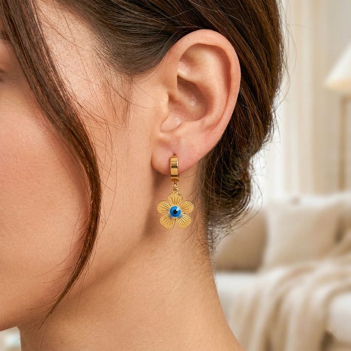 Evil Eye Bloom Hoop Earrings GWE -81