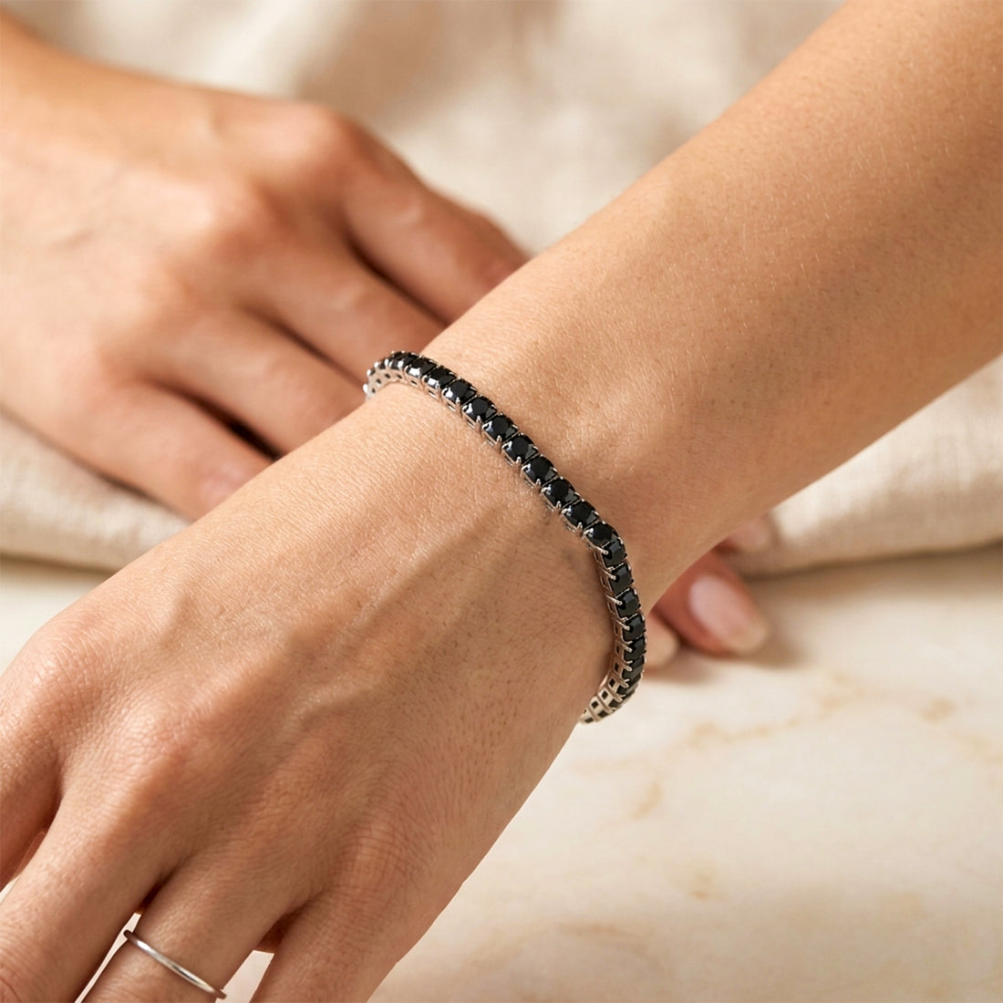 Noir Silver Tennis Bracelet GWB -83