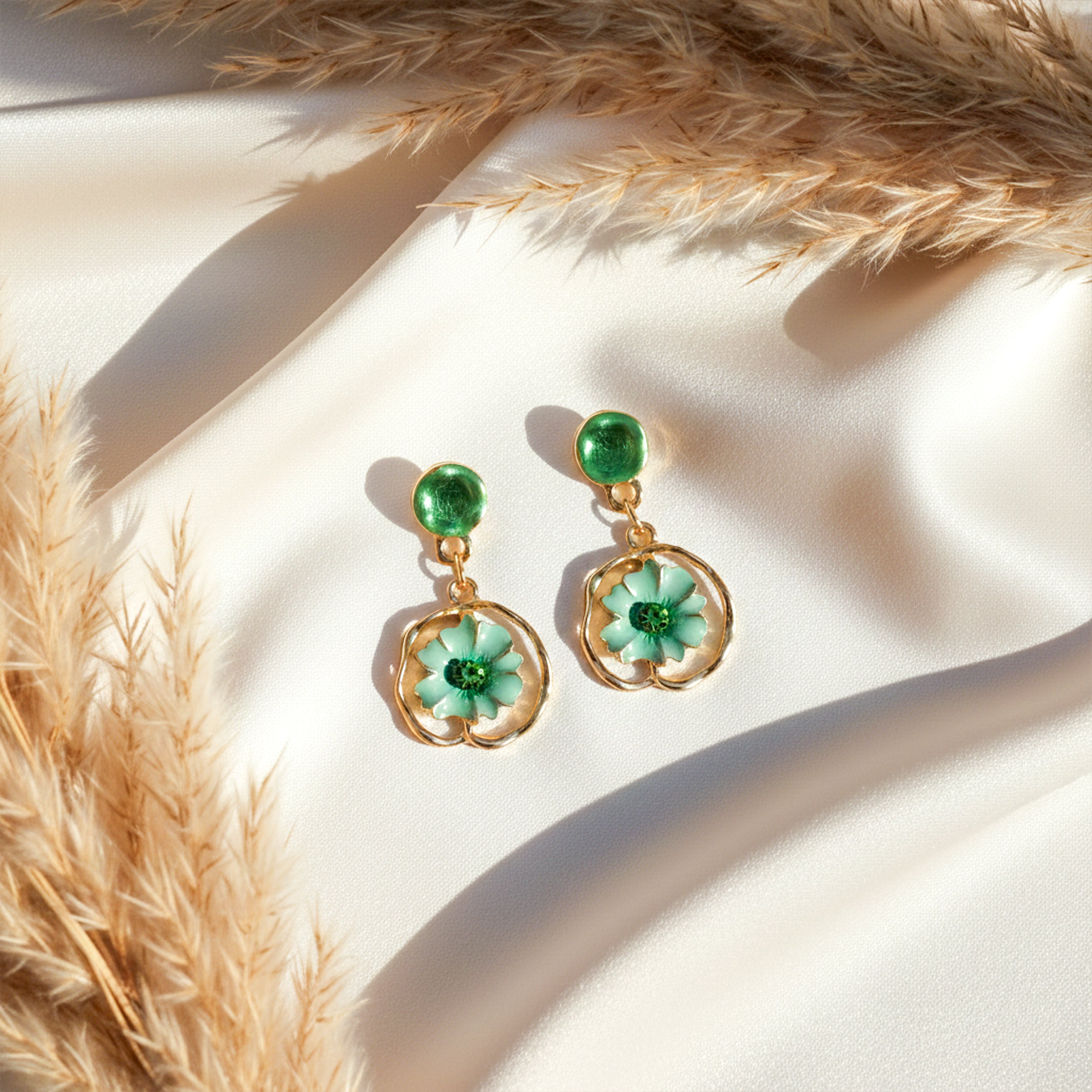 Emerald Bloom Drop Earrings GWE -191