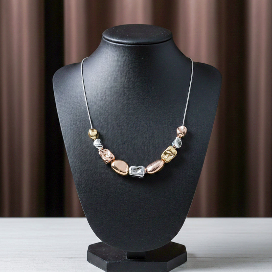 Gold, Silver & Rose Gold Charm Necklace GWN -65