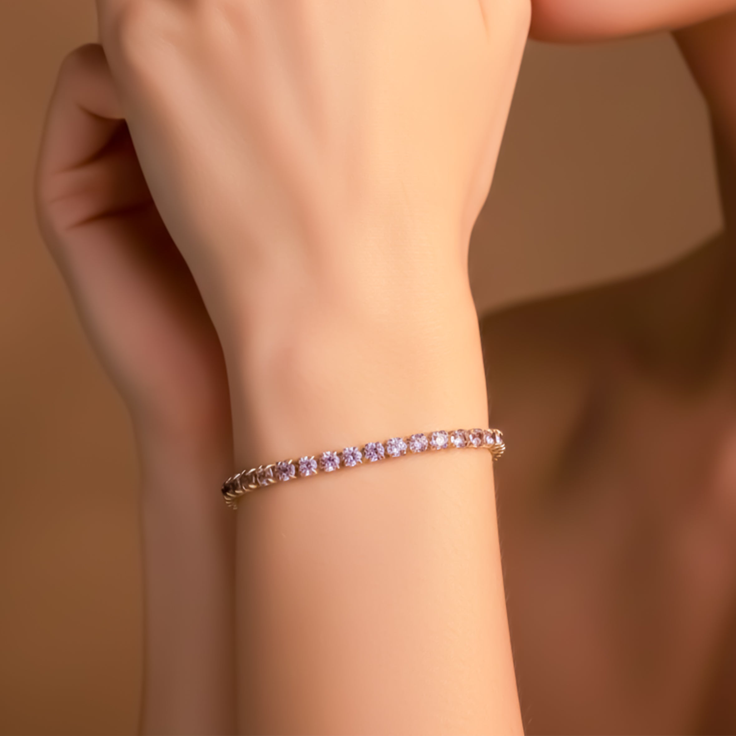 Crystal Gold Tennis Bracelet GWB -55