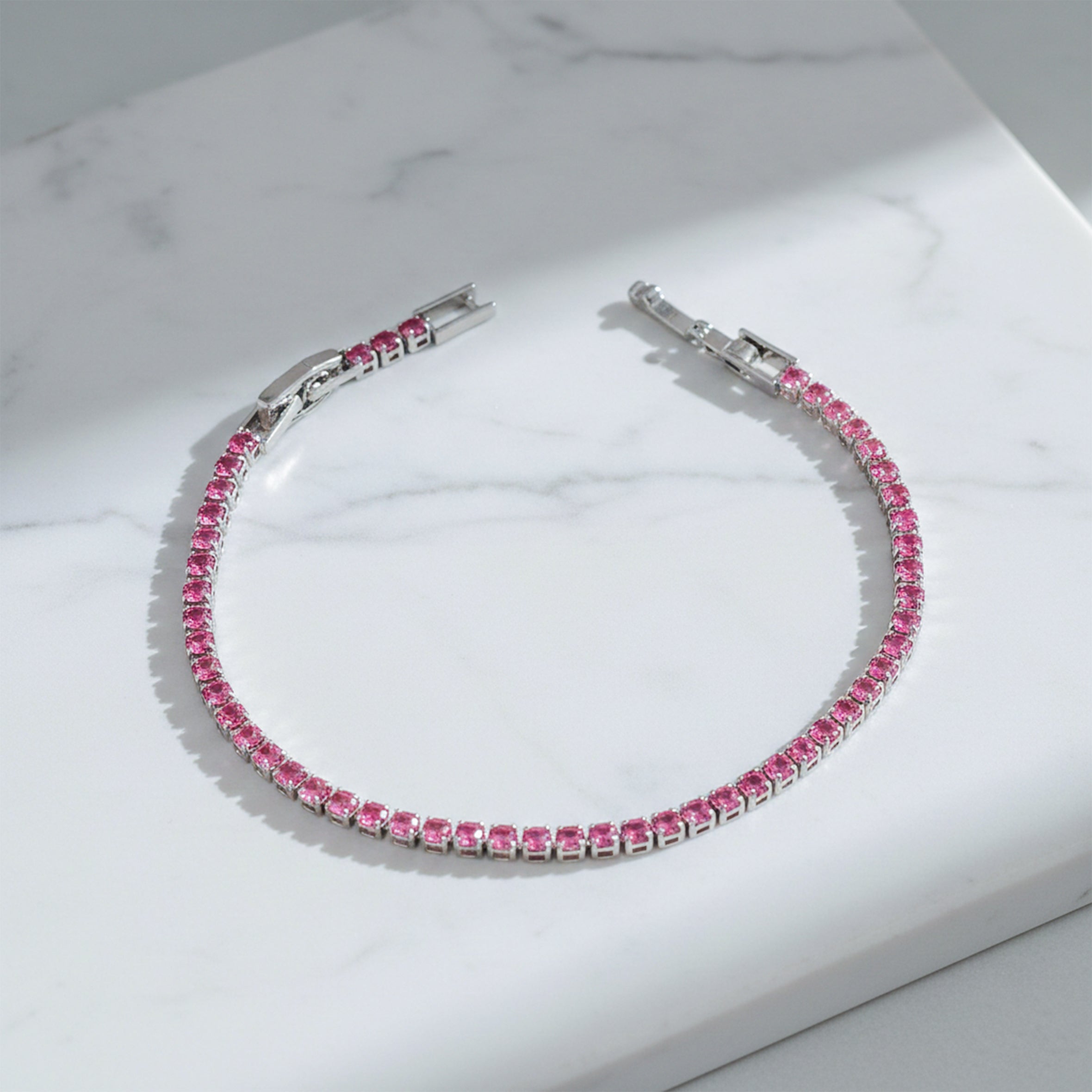 Pink Crystal Tennis Bracelet GWB -58