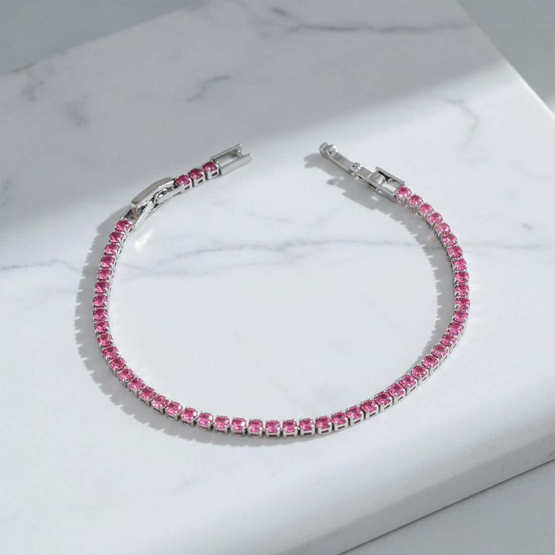Pink Crystal Tennis Bracelet GWB -58