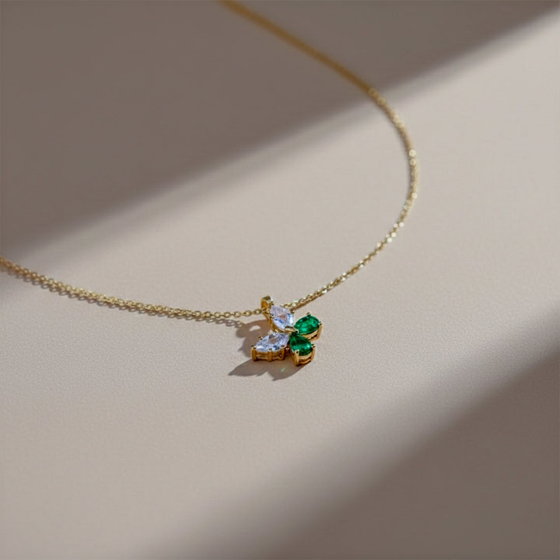 Emerald Butterfly Pendant Necklace GWN -112
