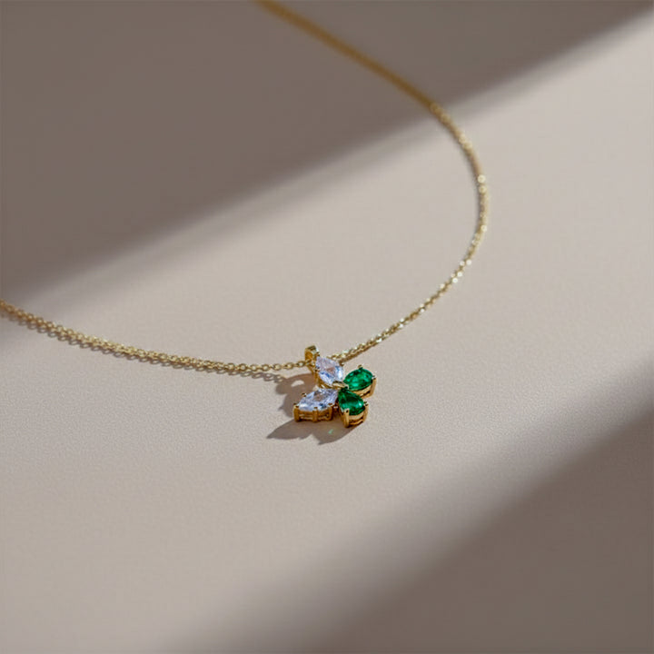 Emerald Butterfly Pendant Necklace GWN -112