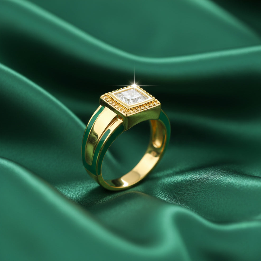 Imperial Square Solitaire Gold Ring GMR -24