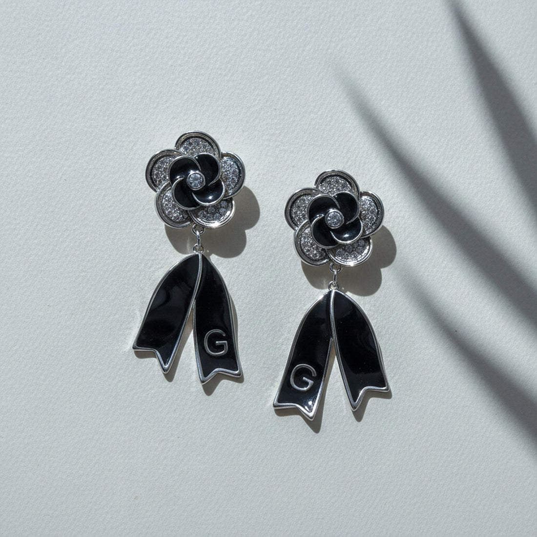 Midnight Bloom Ribbon Drop Earrings GWE -64