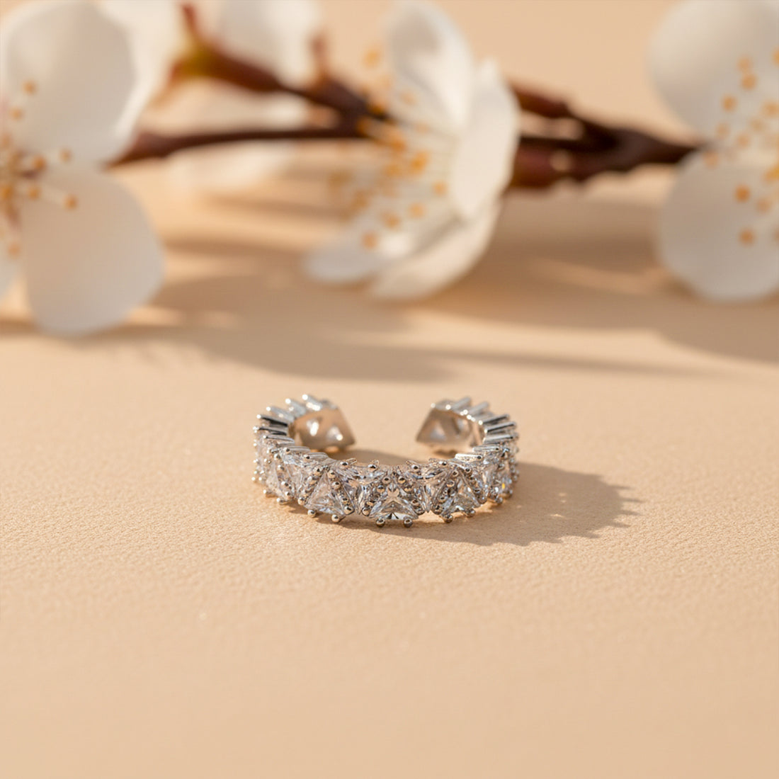 Aurora Crown Crystal Silver Ring GWR -20