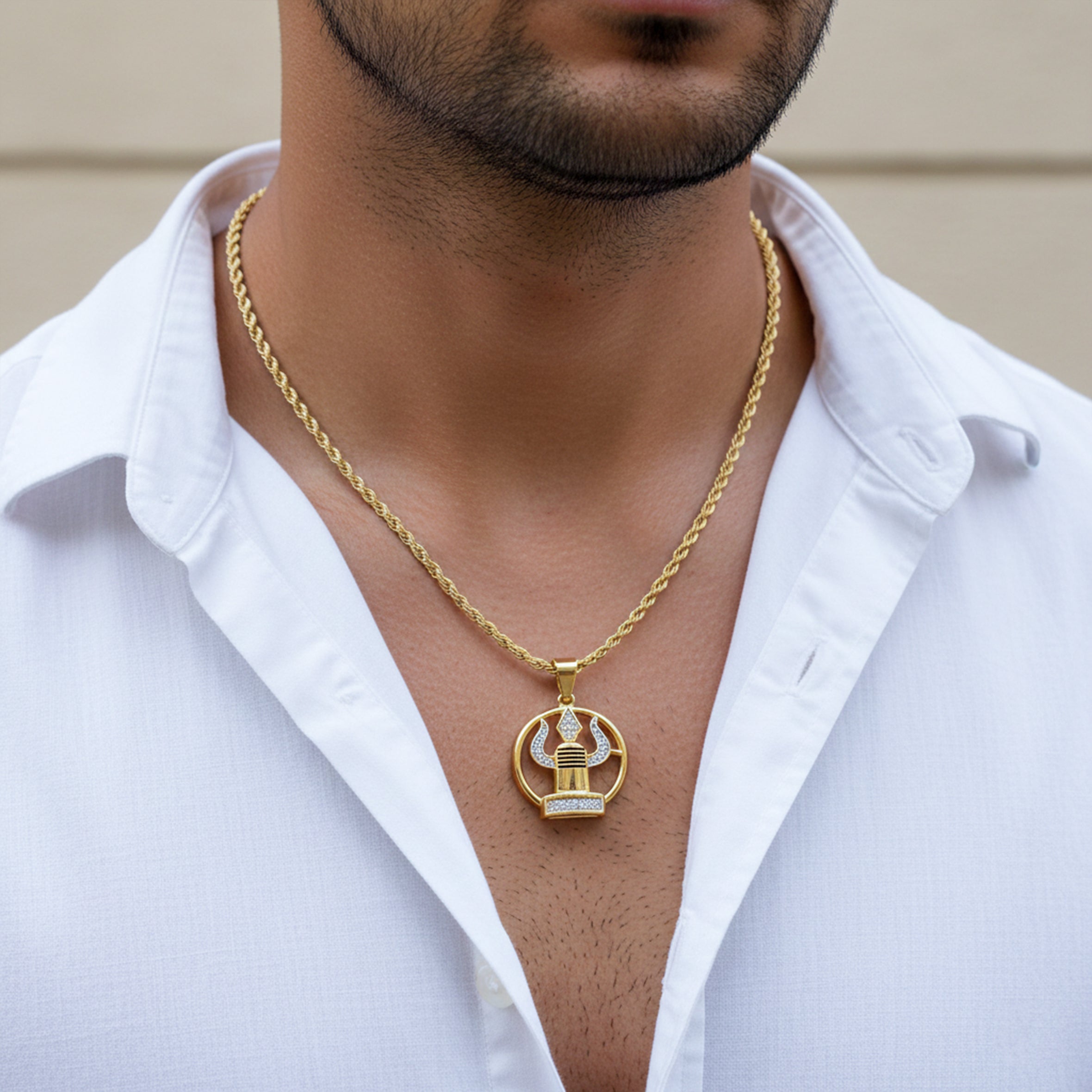 Trishul Tatva Gold Pendant Chain GMP -7