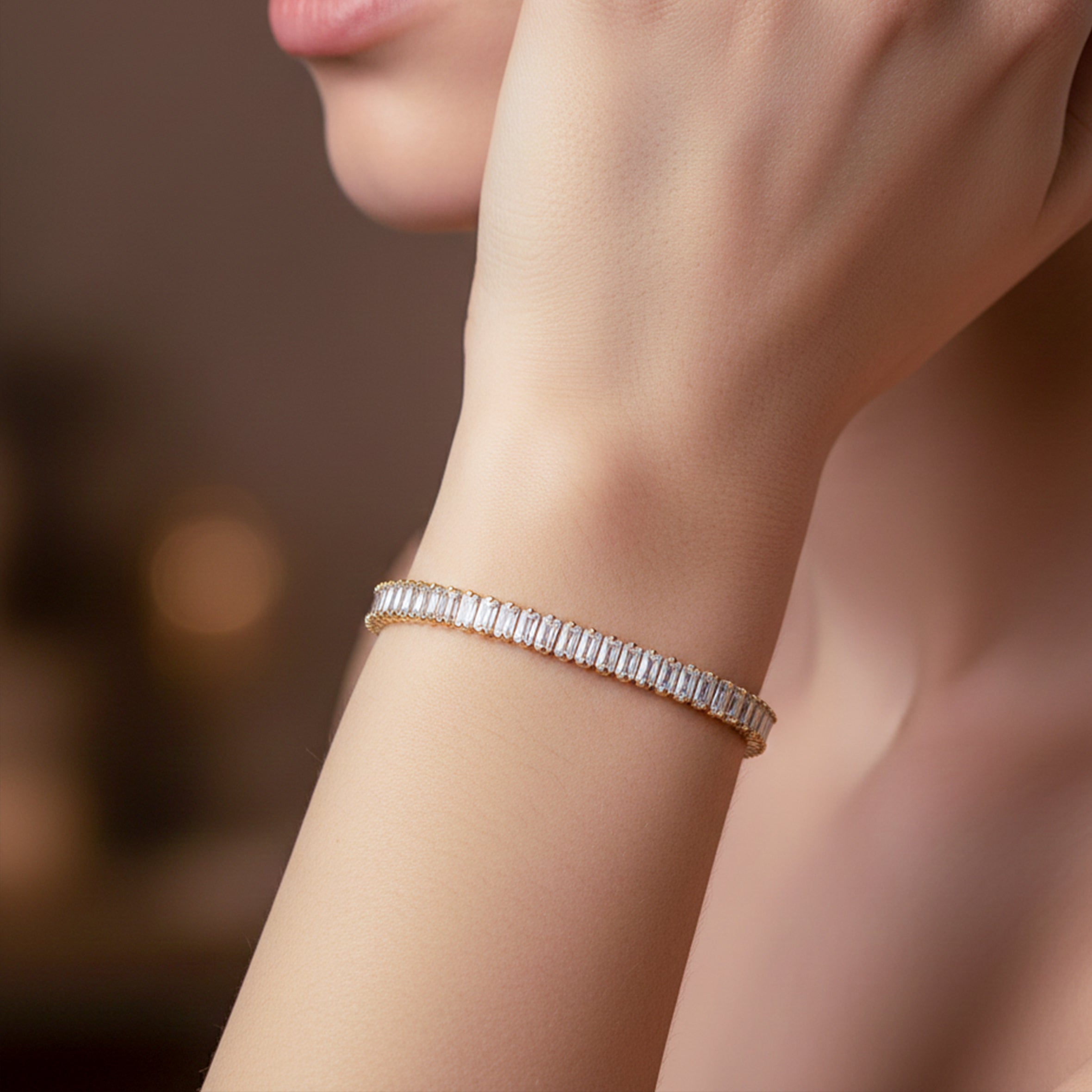 Classic Gold Stone Tennis Bracelet GWB -112
