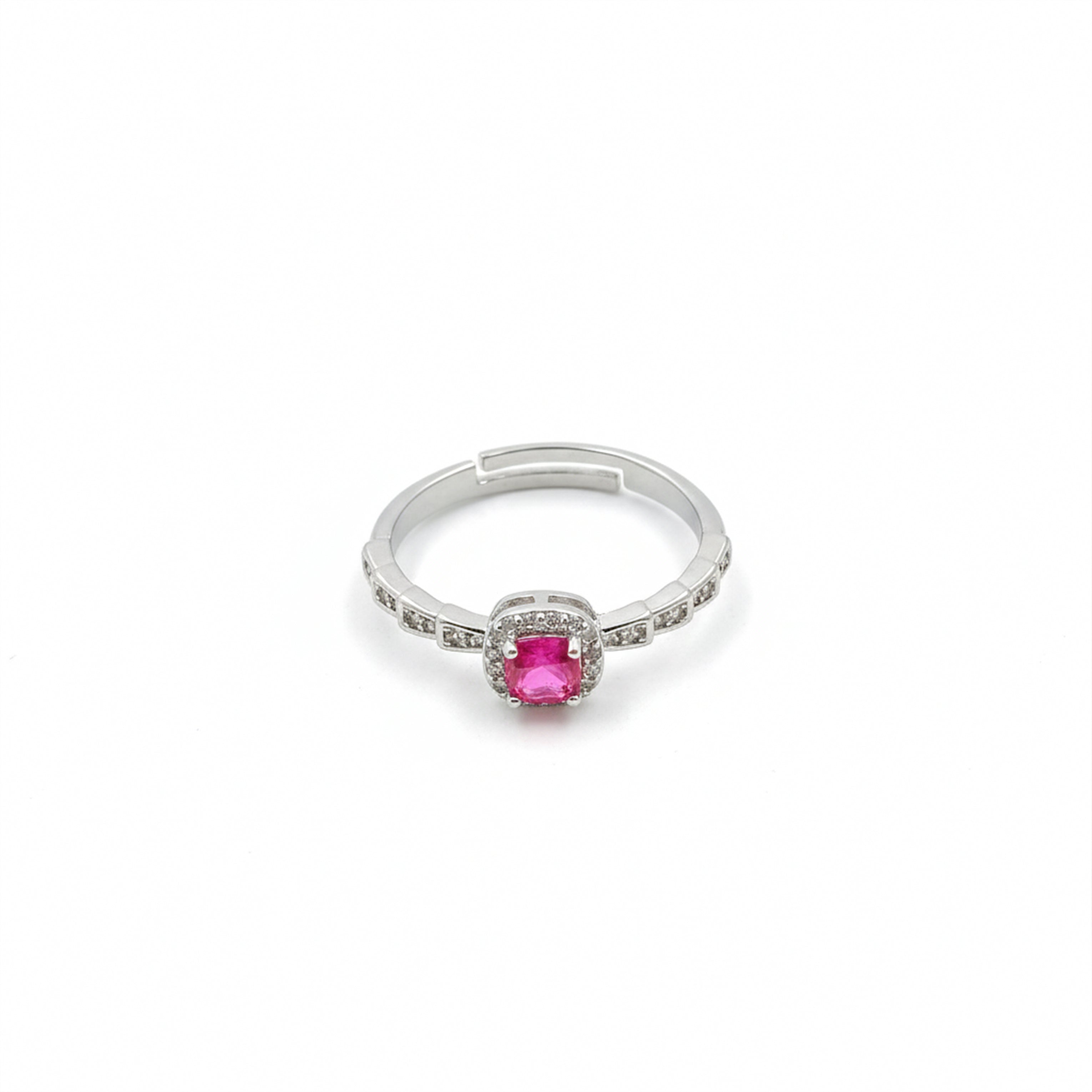 Ruby Glow Halo Silver Ring GWR -38