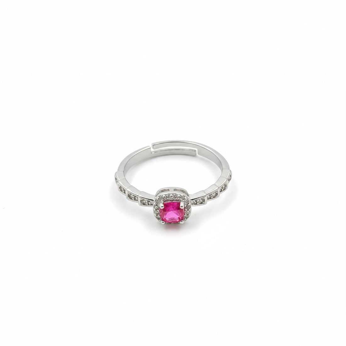 Ruby Glow Halo Silver Ring GWR -38