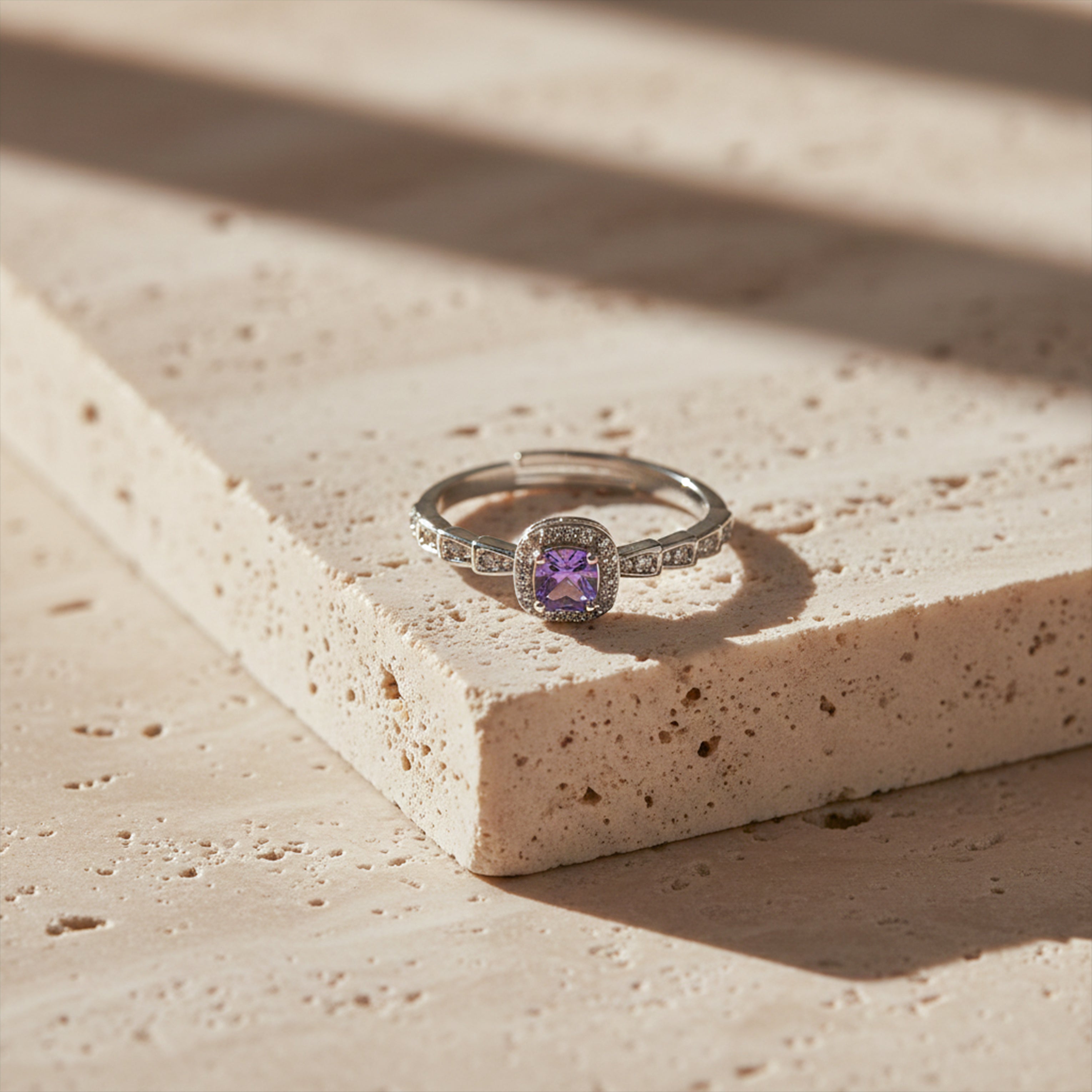 Lavender Halo Crystal Ring GWR -41