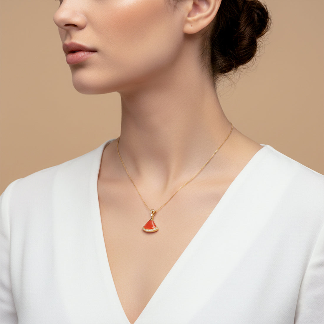 Sunset Fan Pendant Necklace GWN -159