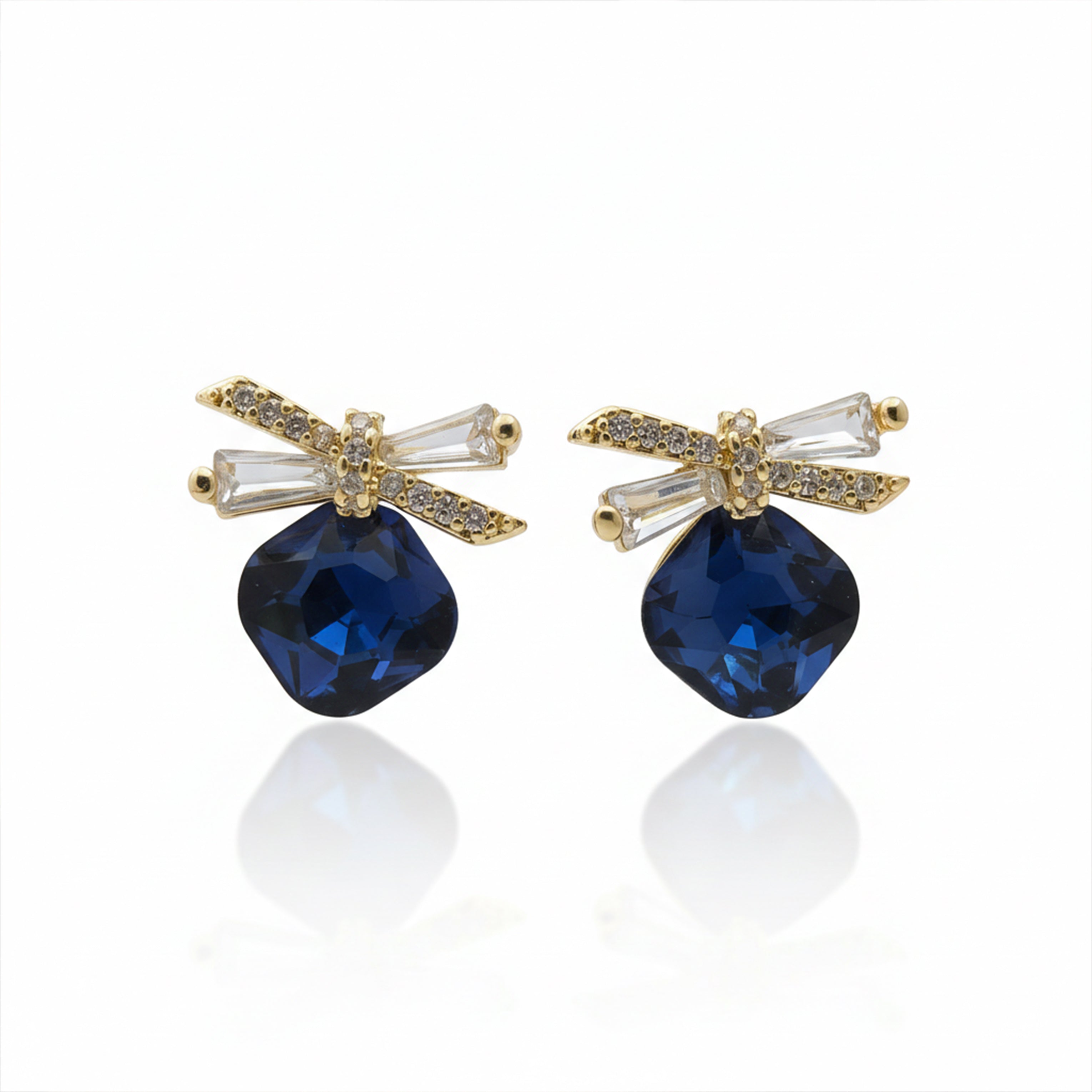 Navy Blue Crystal Earrings GWE -153