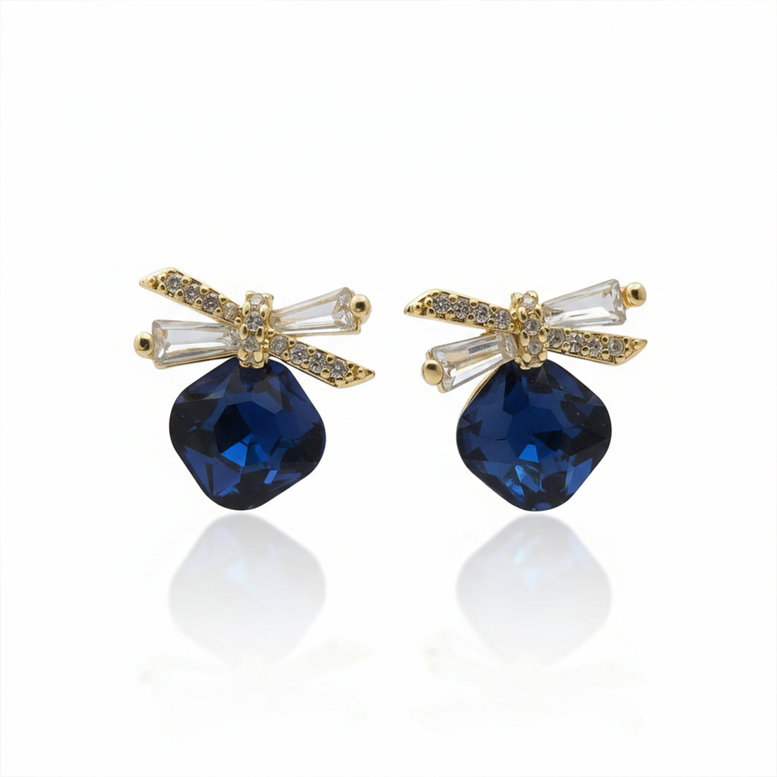Navy Blue Crystal Earrings GWE -153