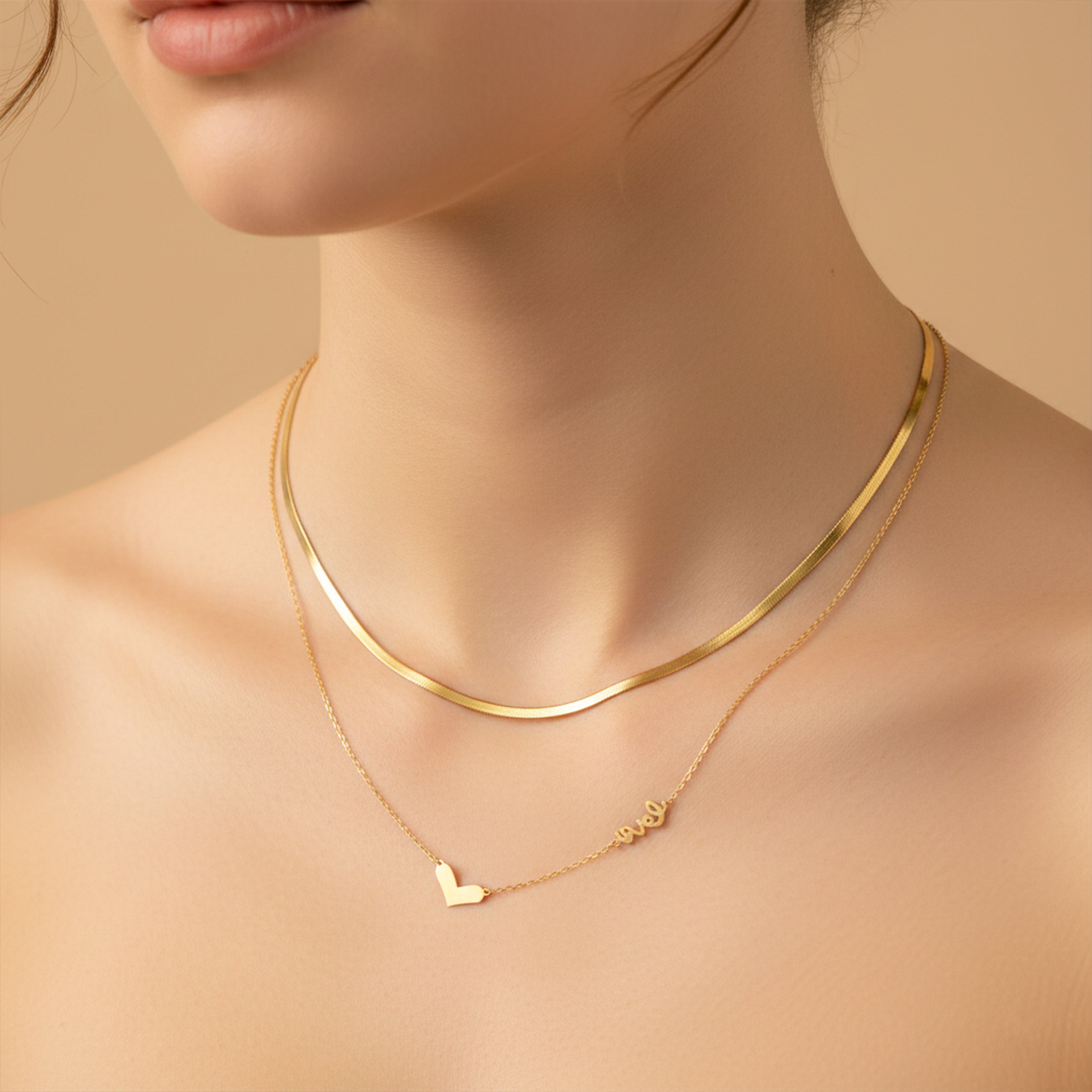 Layered Love Heart Necklace GWN -118