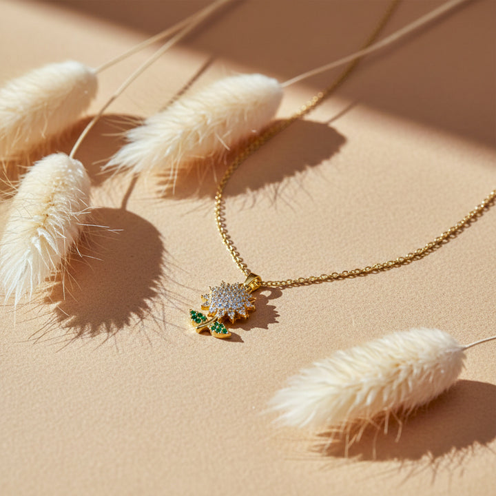 Diamond Sunflower Pendant Necklace GWN -99