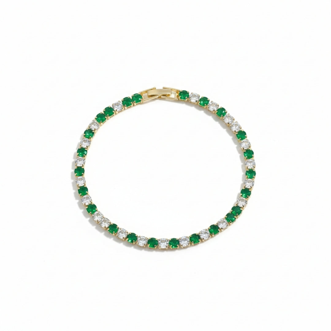 Green White Big Dimonds Tennis Bracelet GWB-59