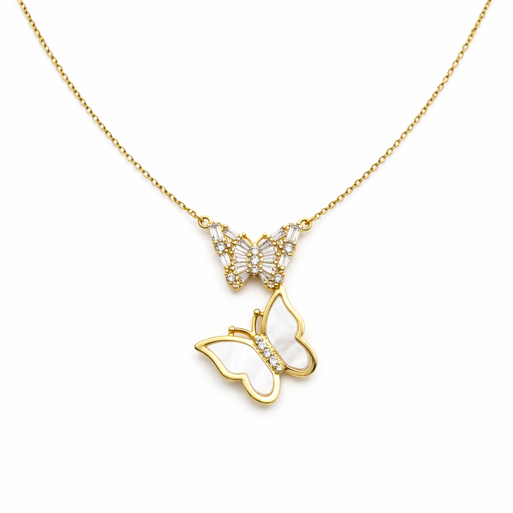 Twin Butterfly Elegance Pendant Necklace GWN - 160