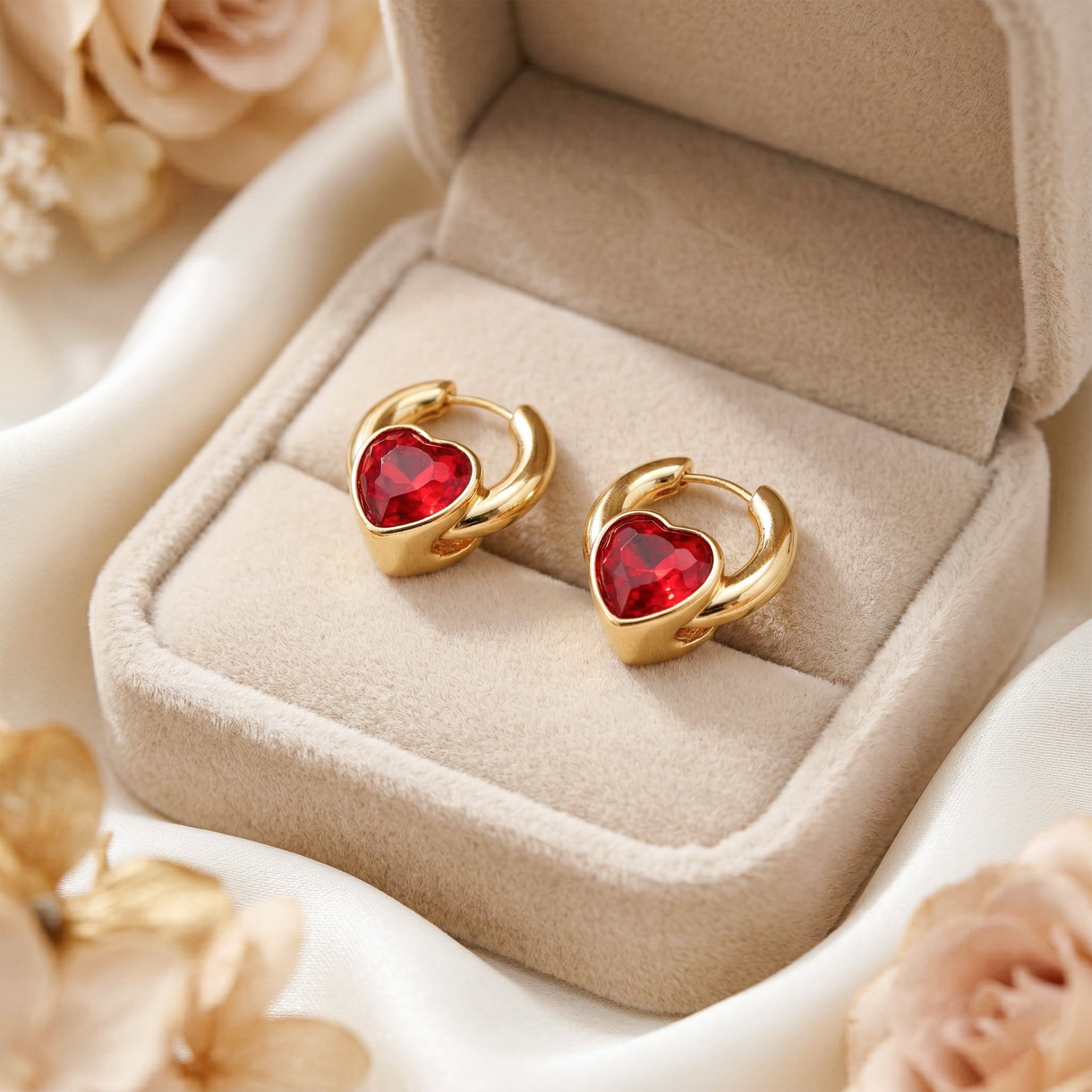 Ruby Heart Luxe Hoops GWE -69