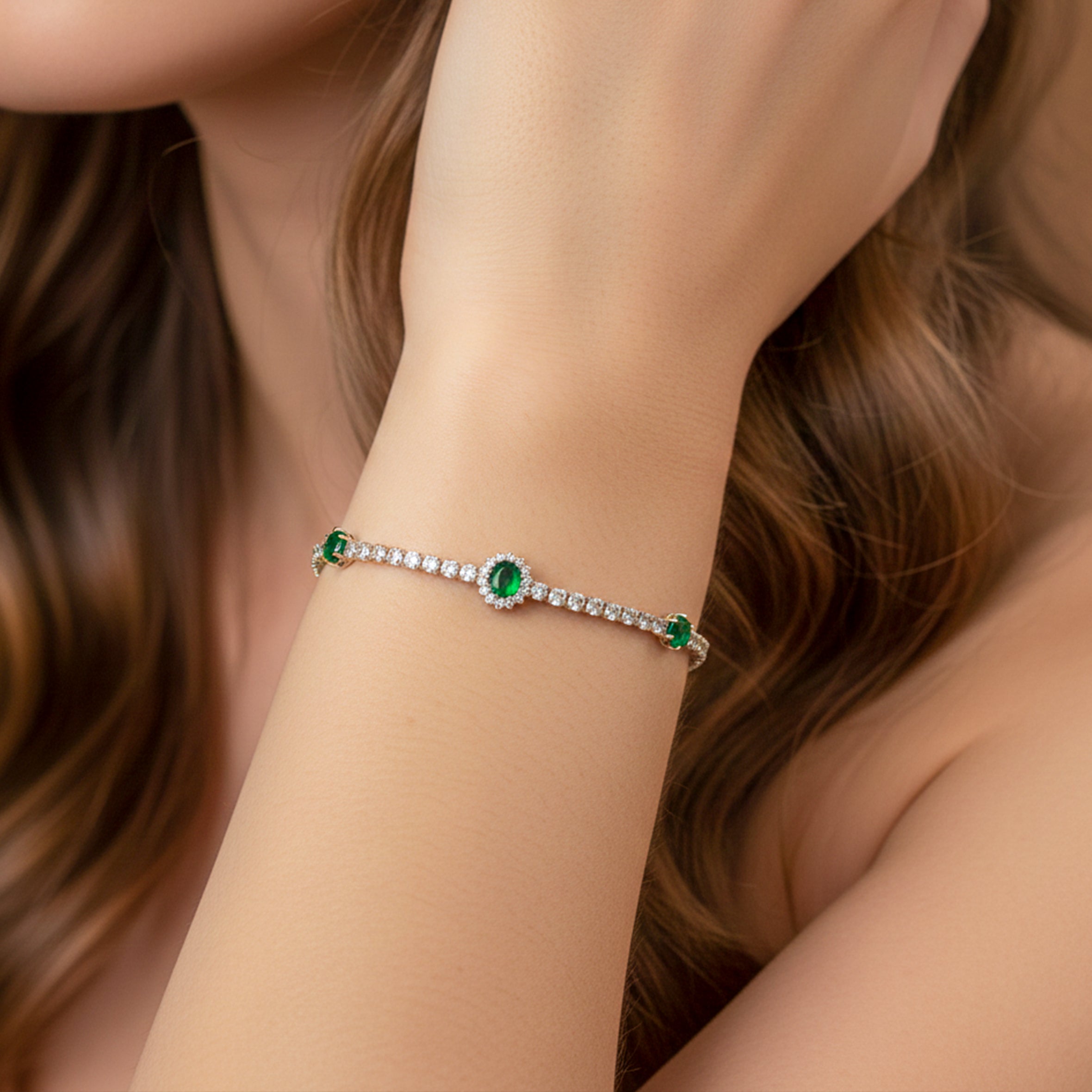 Emerald Grace Crystal Tennis Bracelet GWB -104