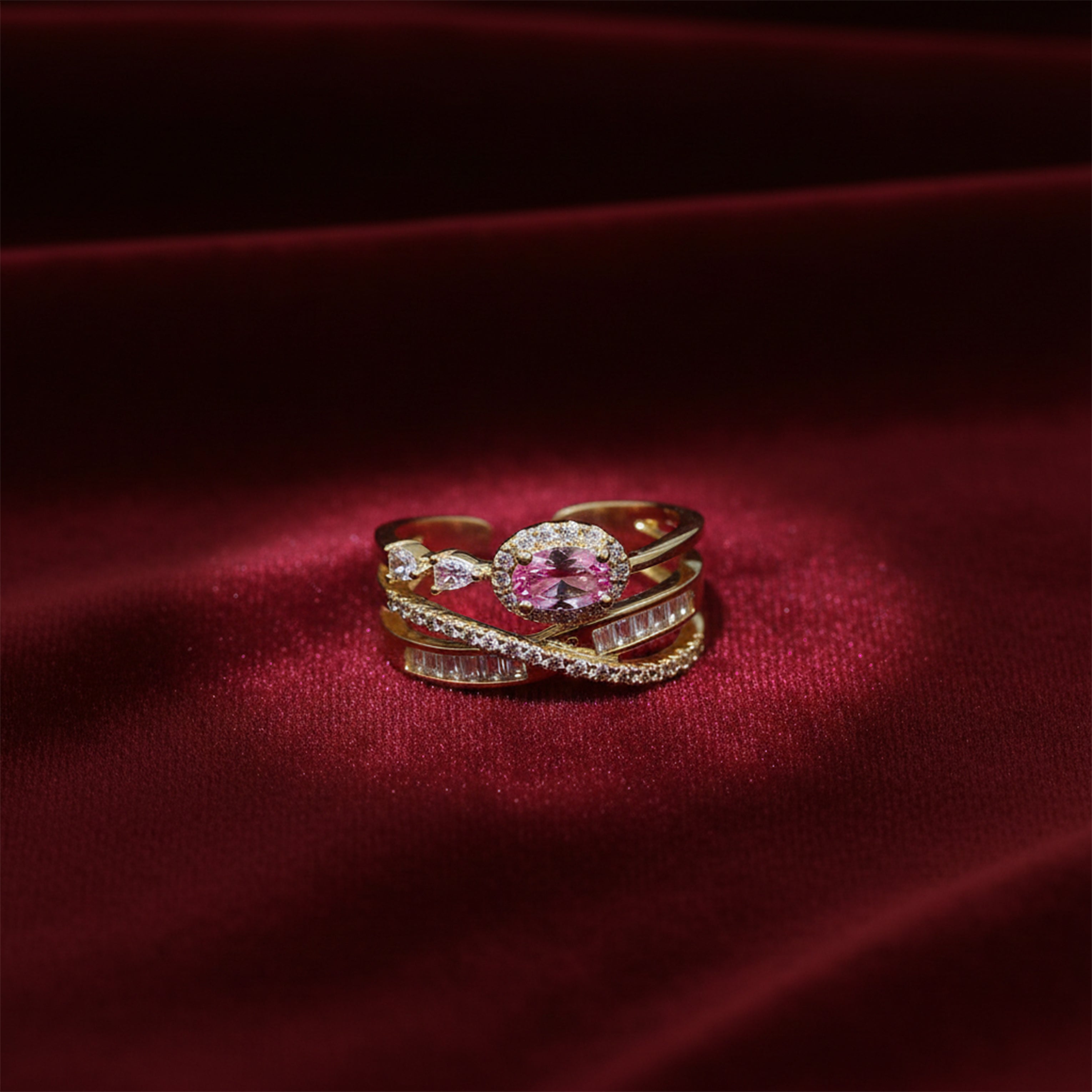 Rosé Luxe Crisscross Ring GWR -46