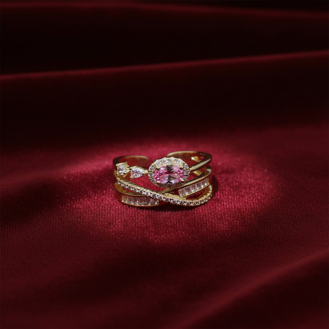 Rosé Luxe Crisscross Ring GWR -46