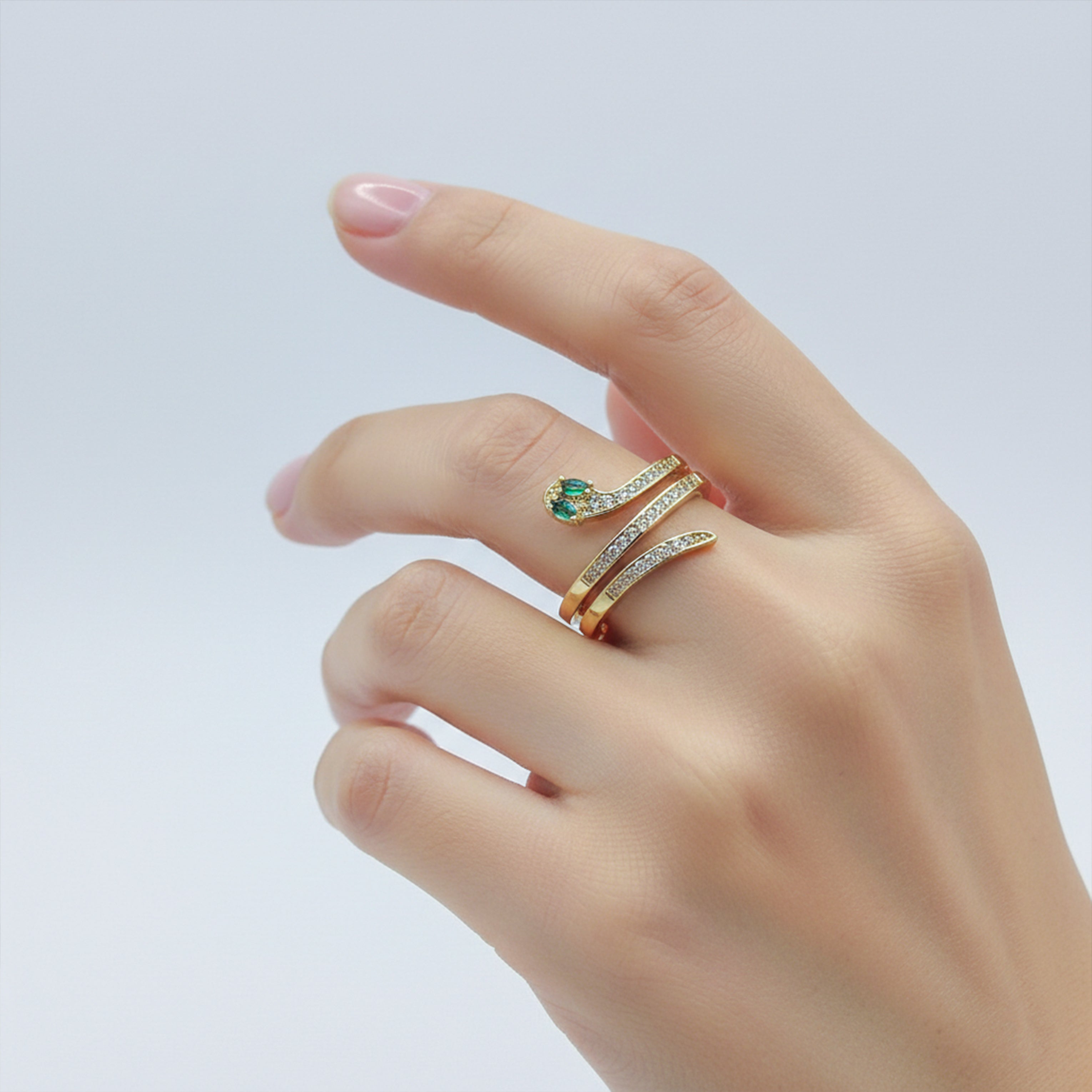 Golden Emerald Serpent Wrap Ring GWR -59