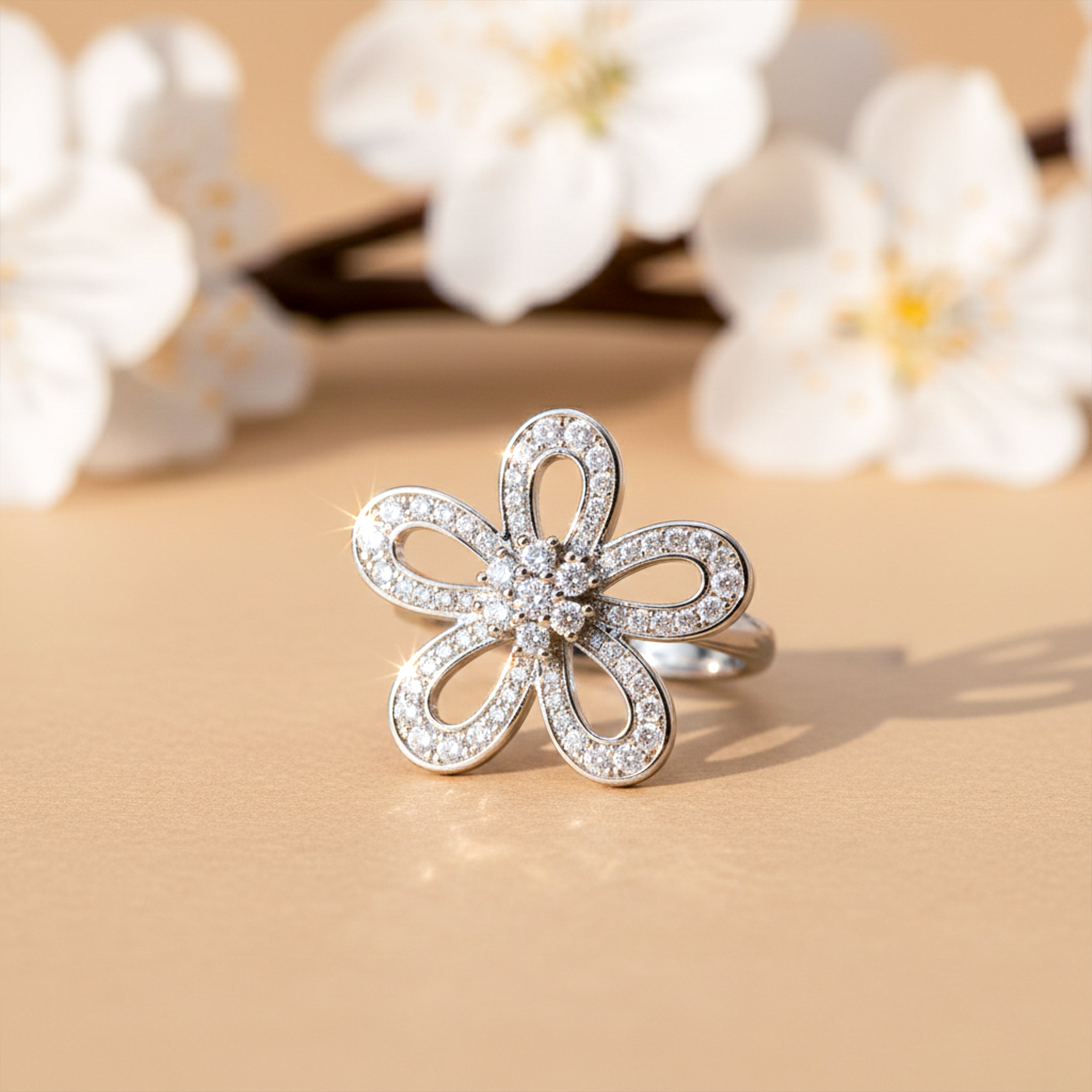 Blossom Sparkle Silver Ring GWR -27