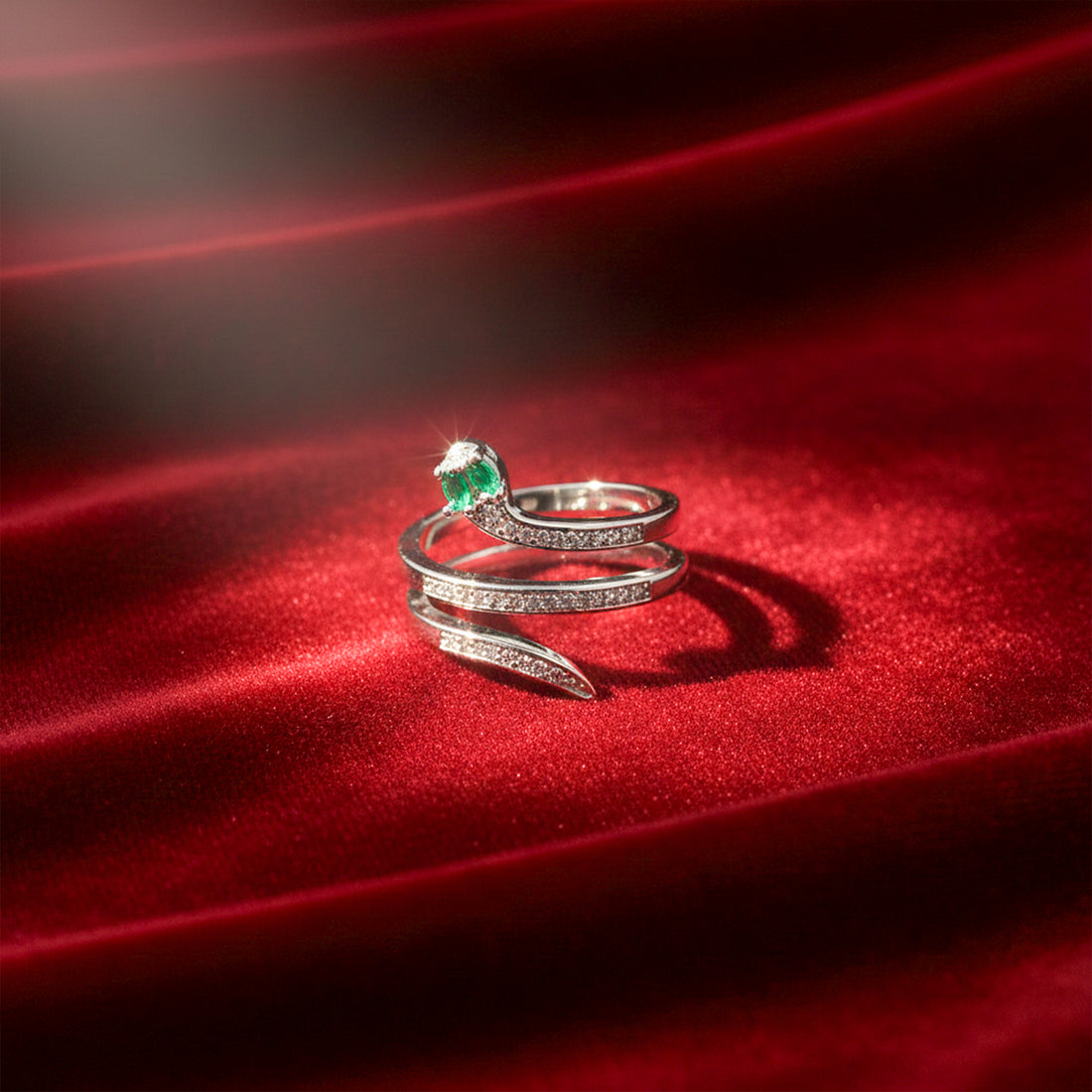 Emerald Serpent Wrap Ring GWR -56