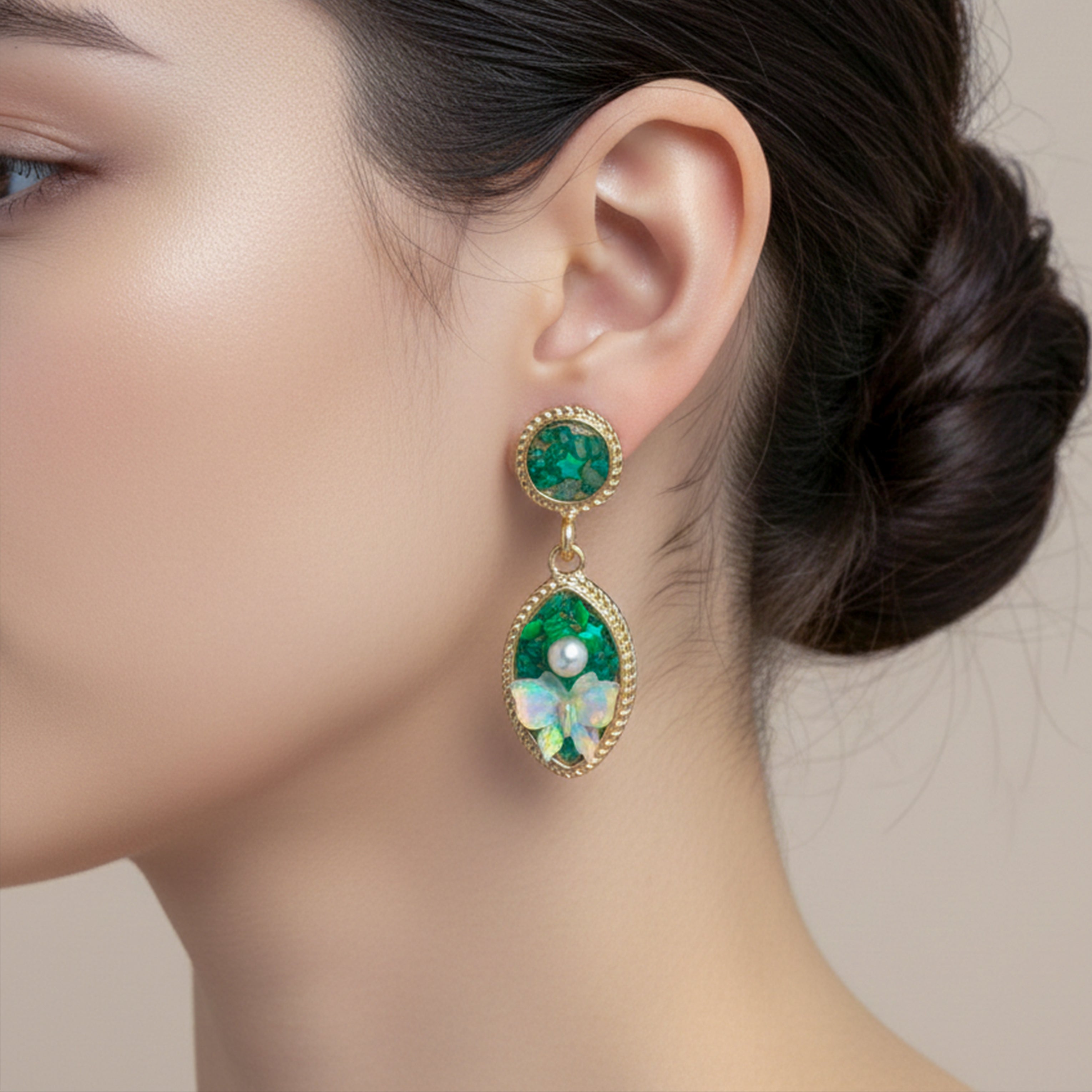Green Butterfly Earrings GWE-207
