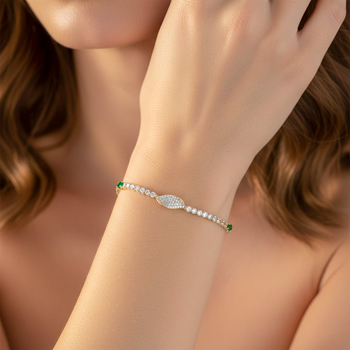 Emerald Leaf Tennis Bracelet GWB -106