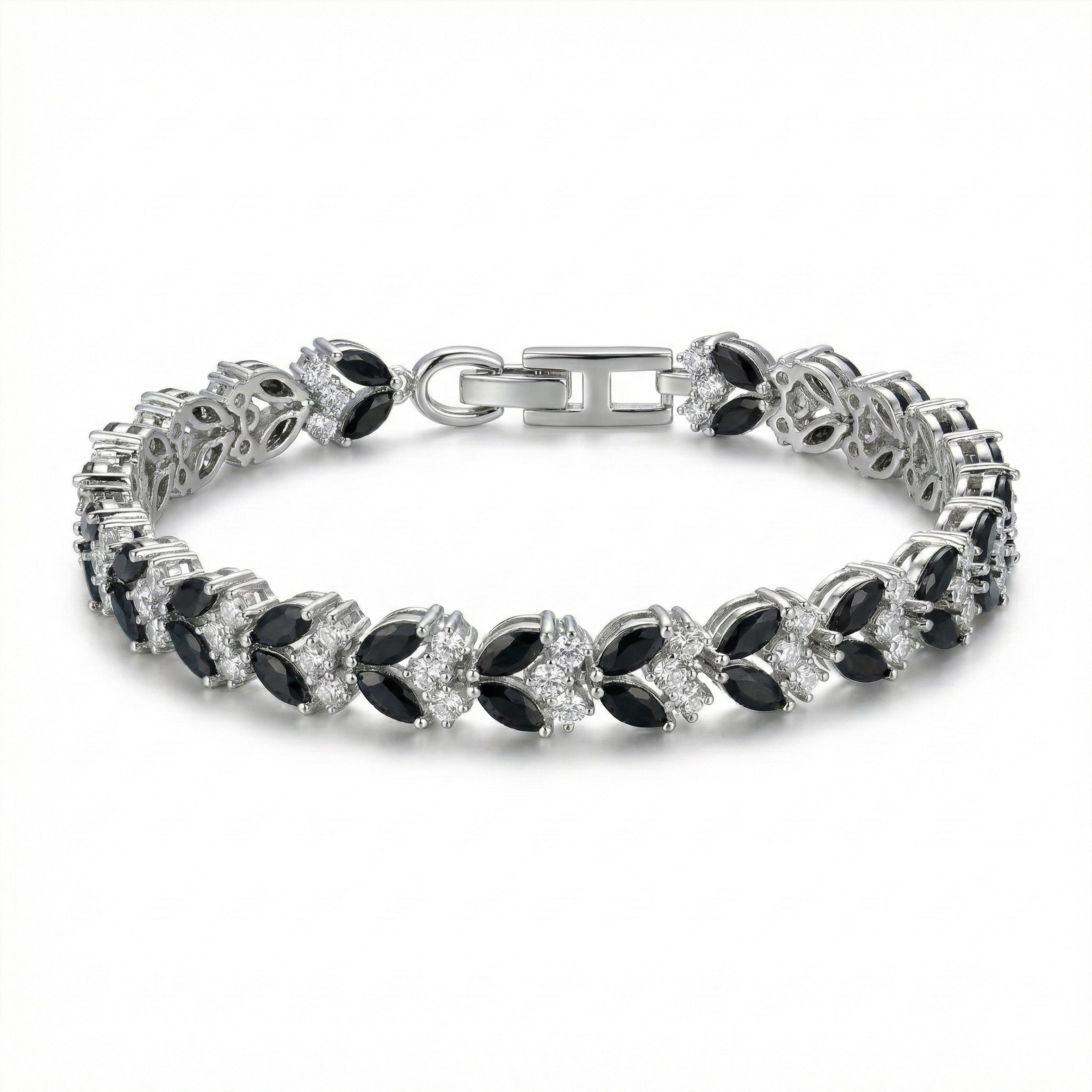 Black Marquise & White Stone Tennis Bracelet GWB -144