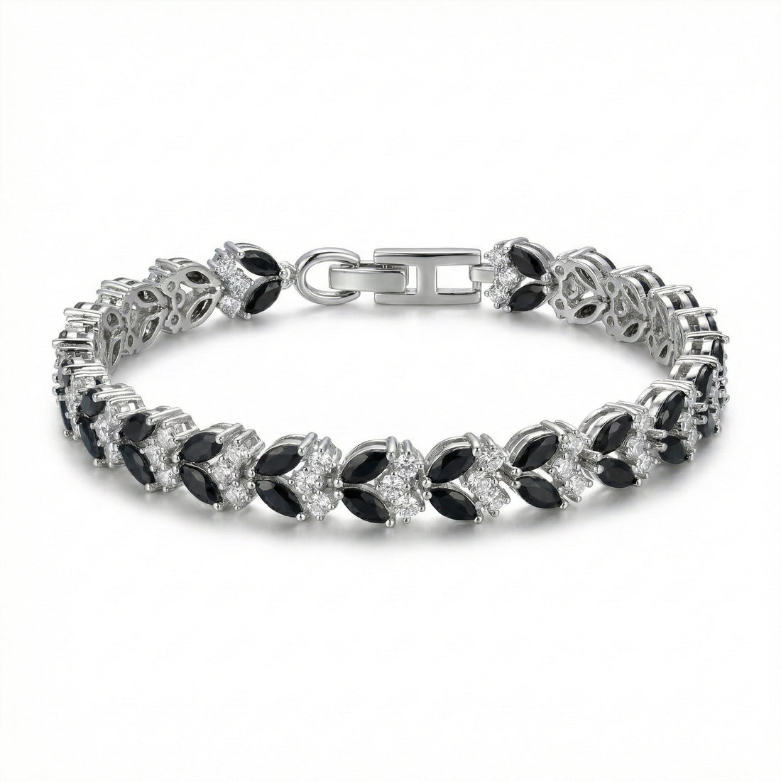 Black Marquise & White Stone Tennis Bracelet GWB -144