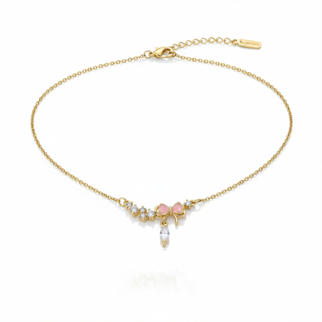 Bow Crystal Drop Necklace GWN -132
