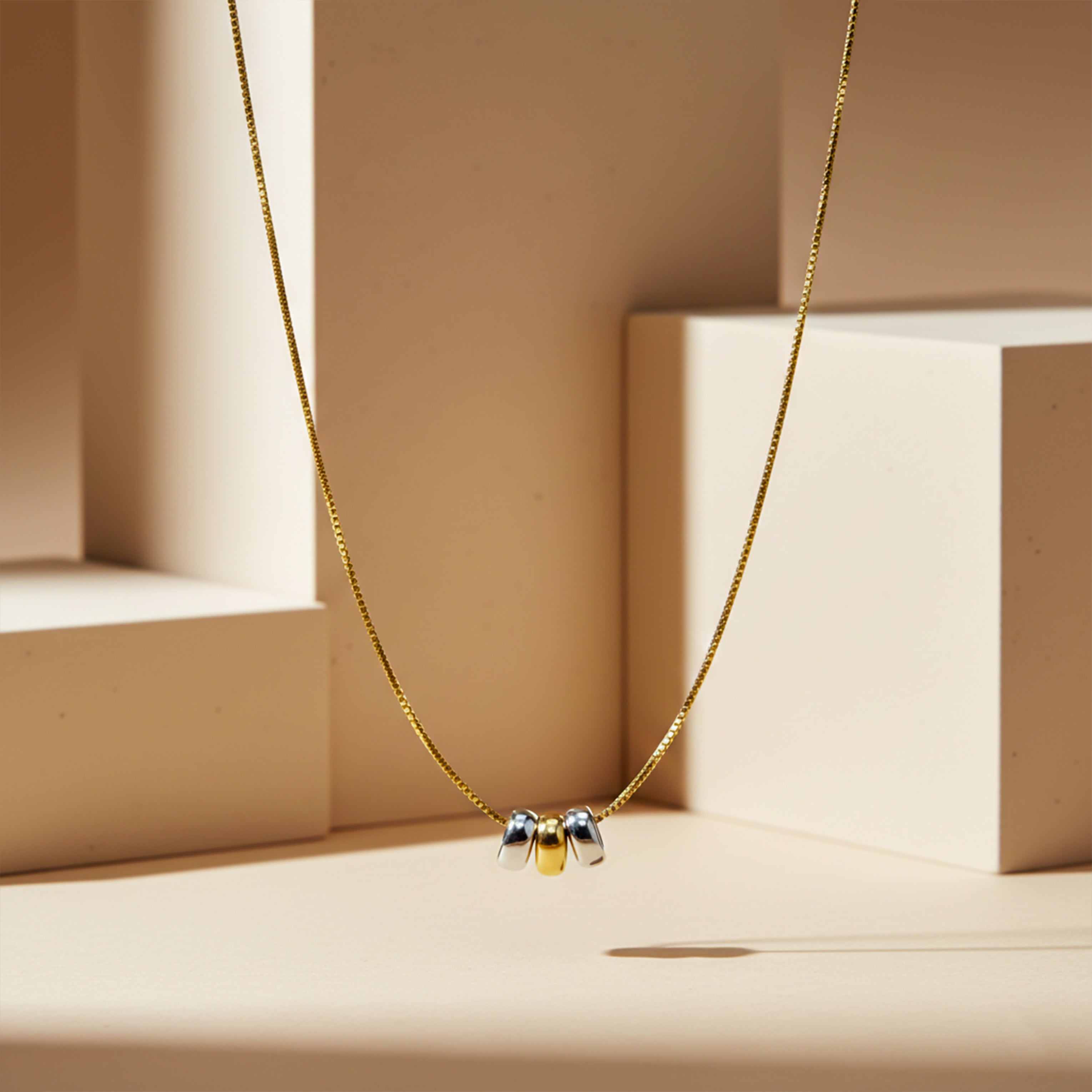 Minimalist Gold & Silver Charm Necklace GWN -61