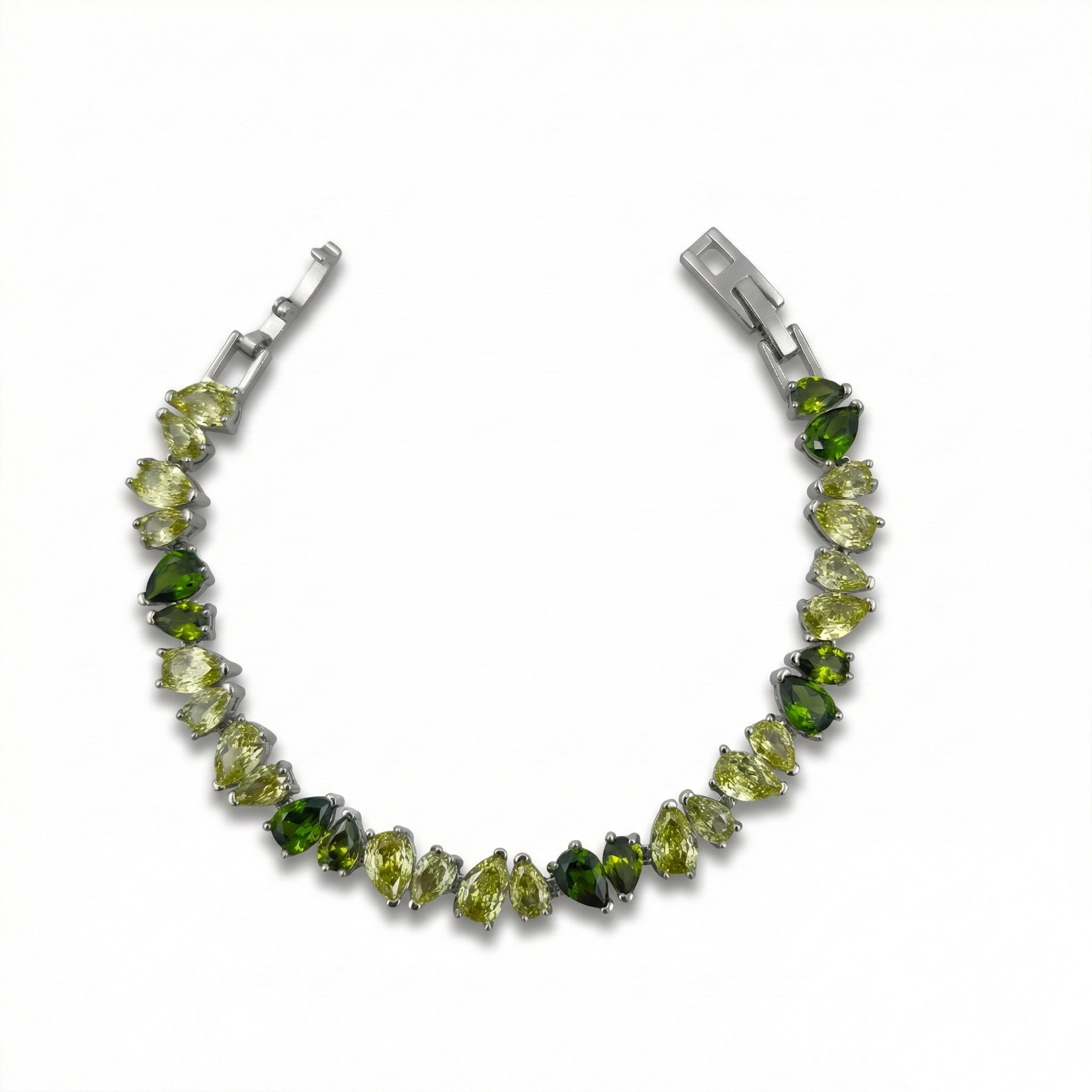 Green & Lime Pear-Cut Crystal Tennis Bracelet GWB -151