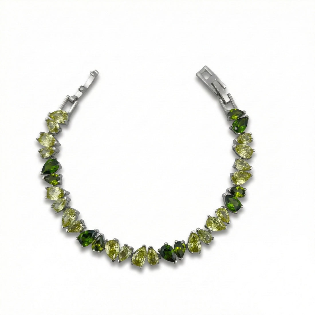 Green & Lime Pear-Cut Crystal Tennis Bracelet GWB -151