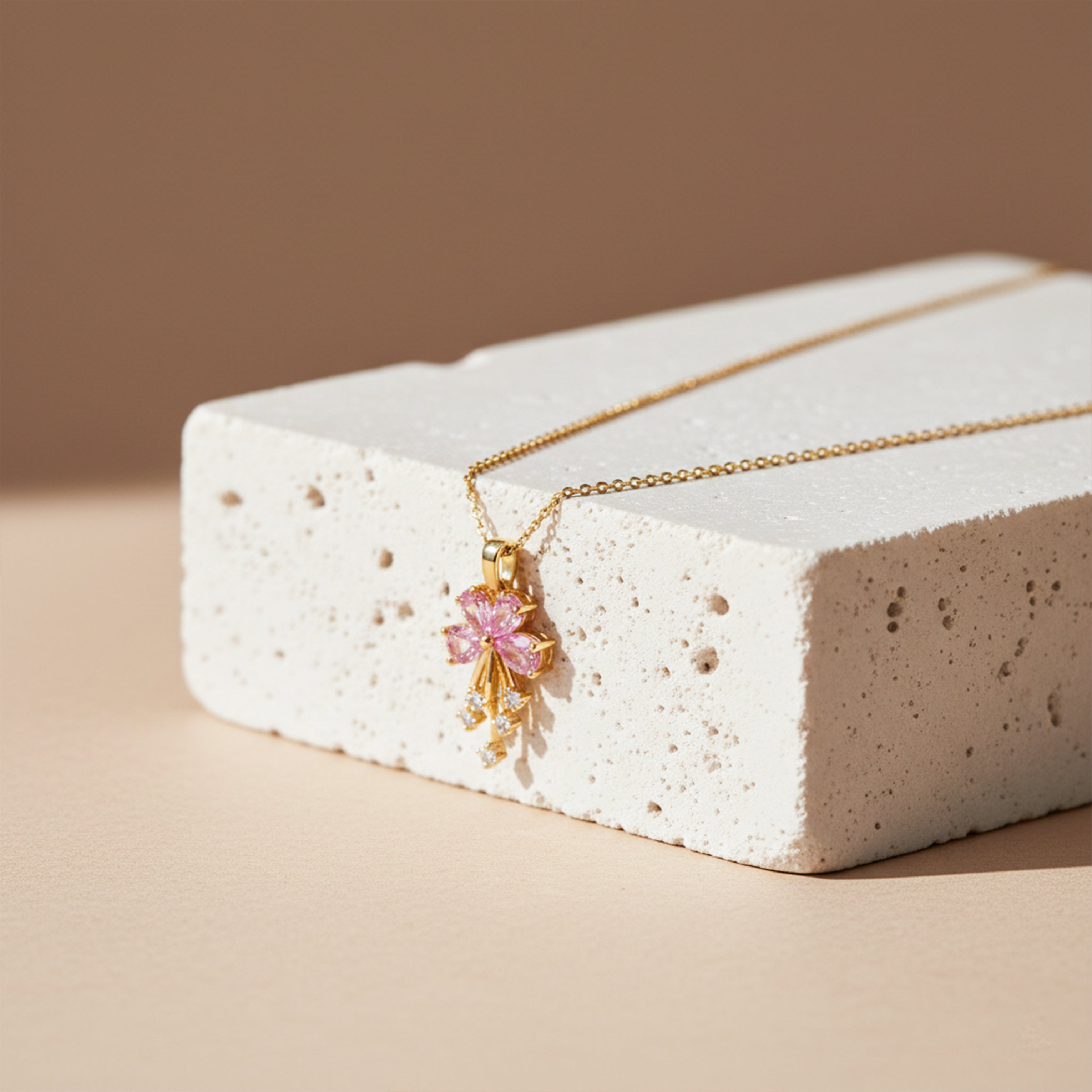 Pink Blossom Drop Pendant Necklace GWN -119