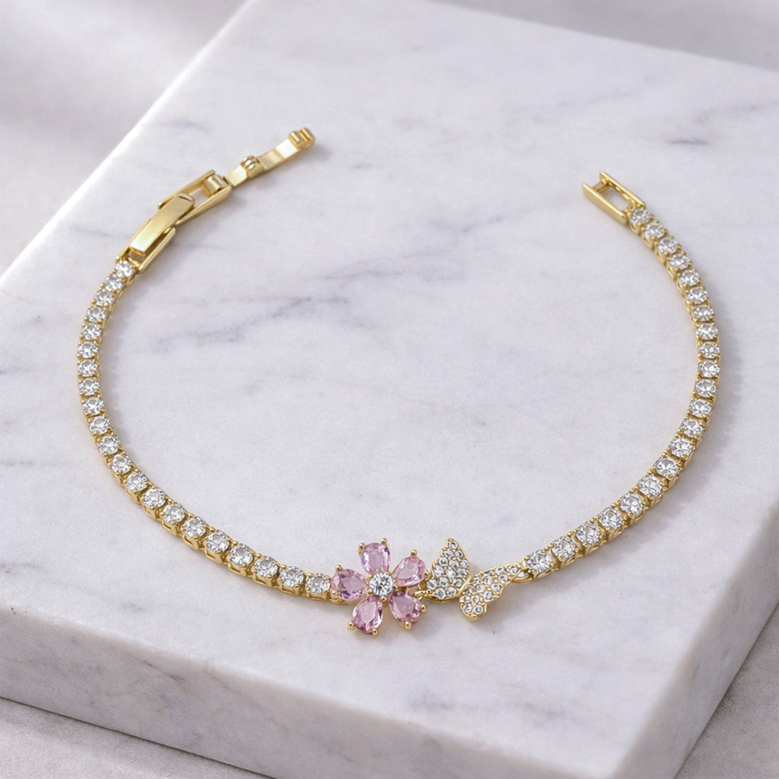 Golden Bloom Butterfly Tennis Bracelet GWB -93