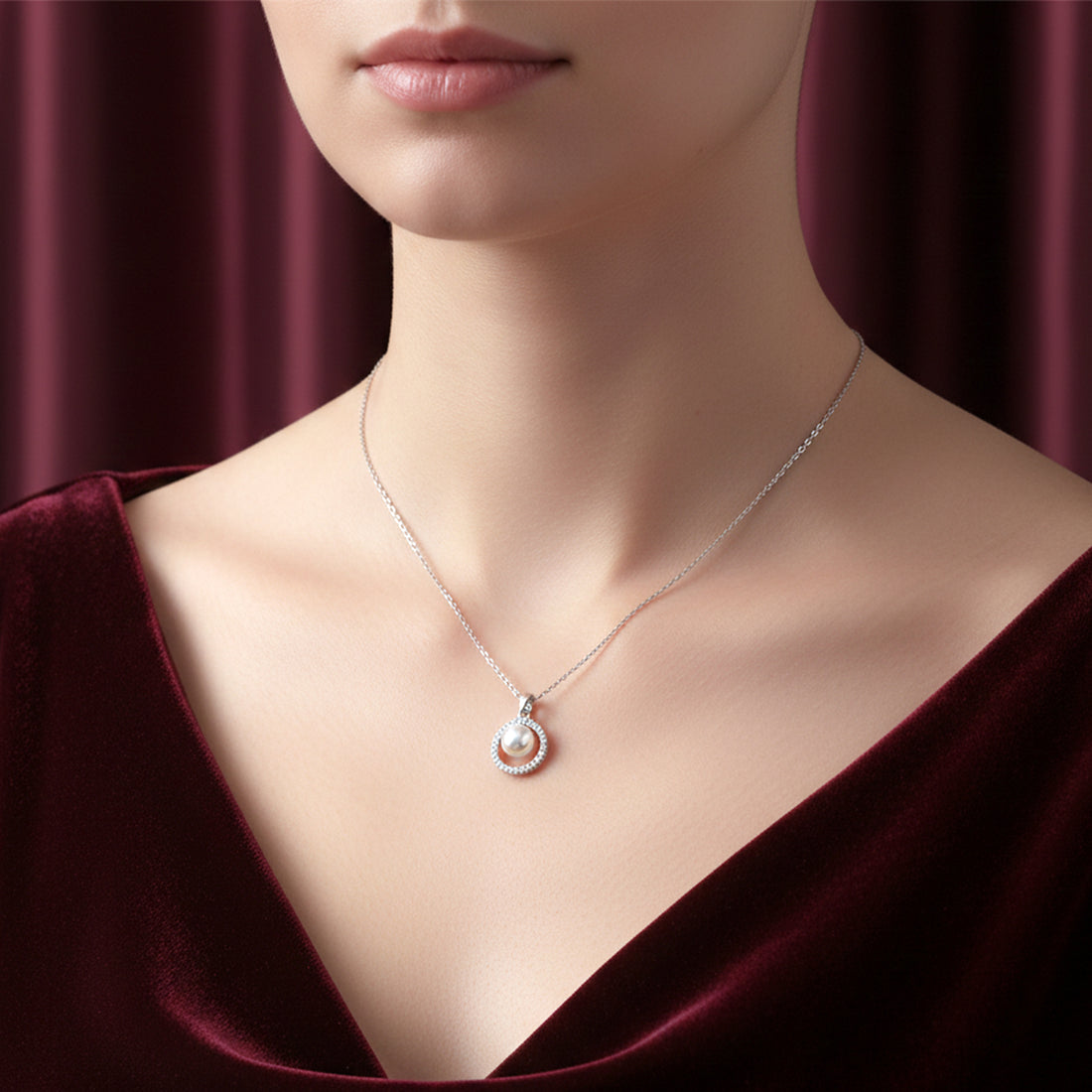 Crystal Circle Pearl Pendant GWN -58